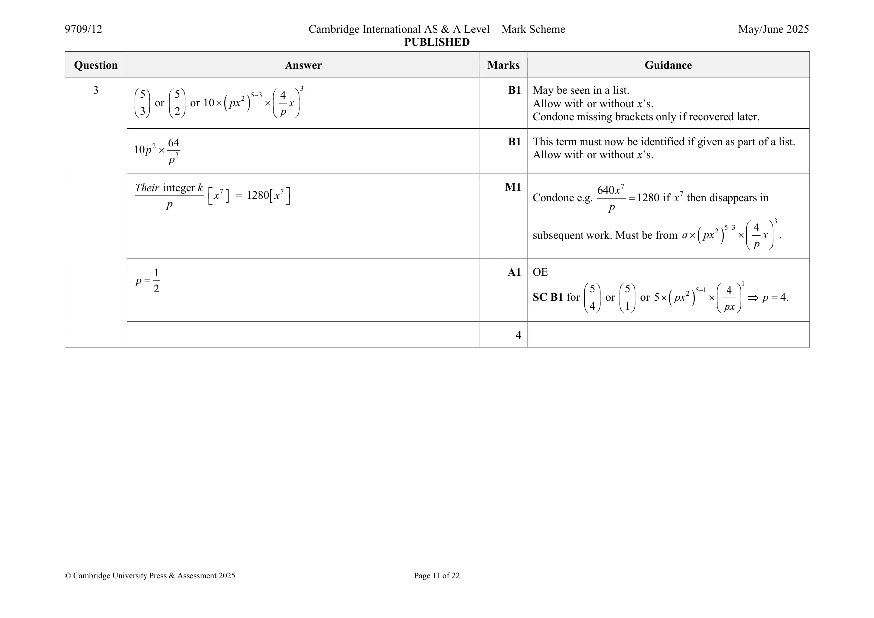 Mark scheme, page 11 of 22