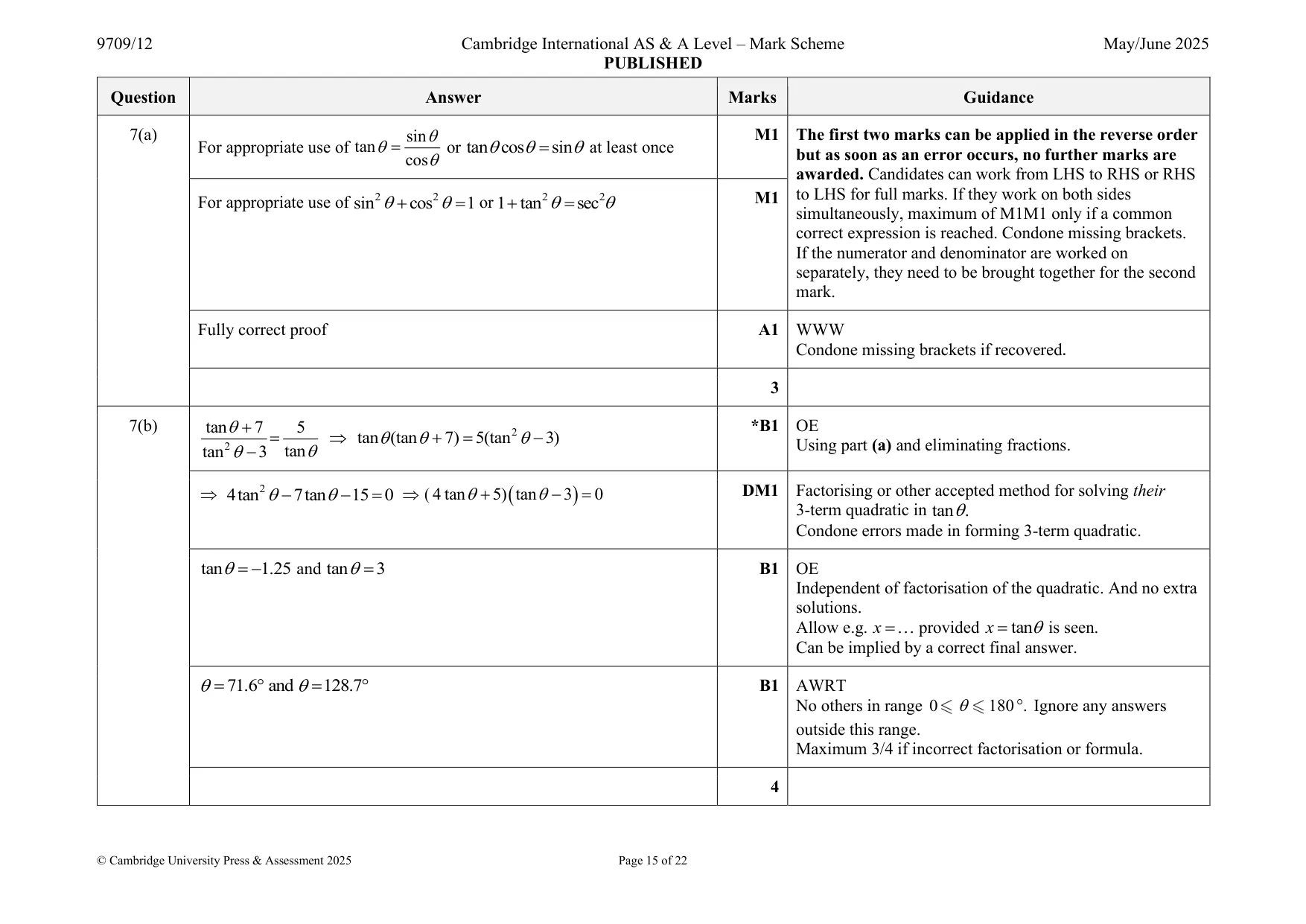 Mark scheme, page 15 of 22