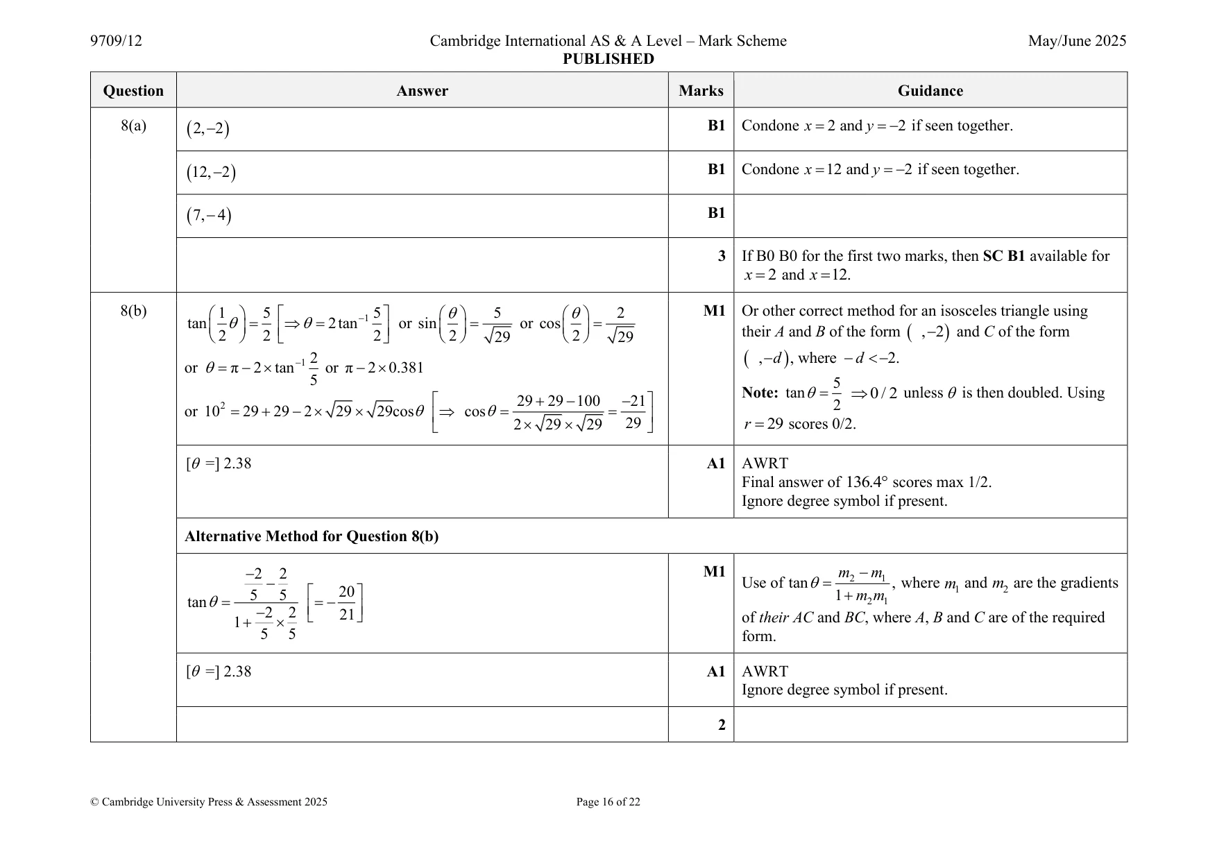 Mark scheme, page 16 of 22