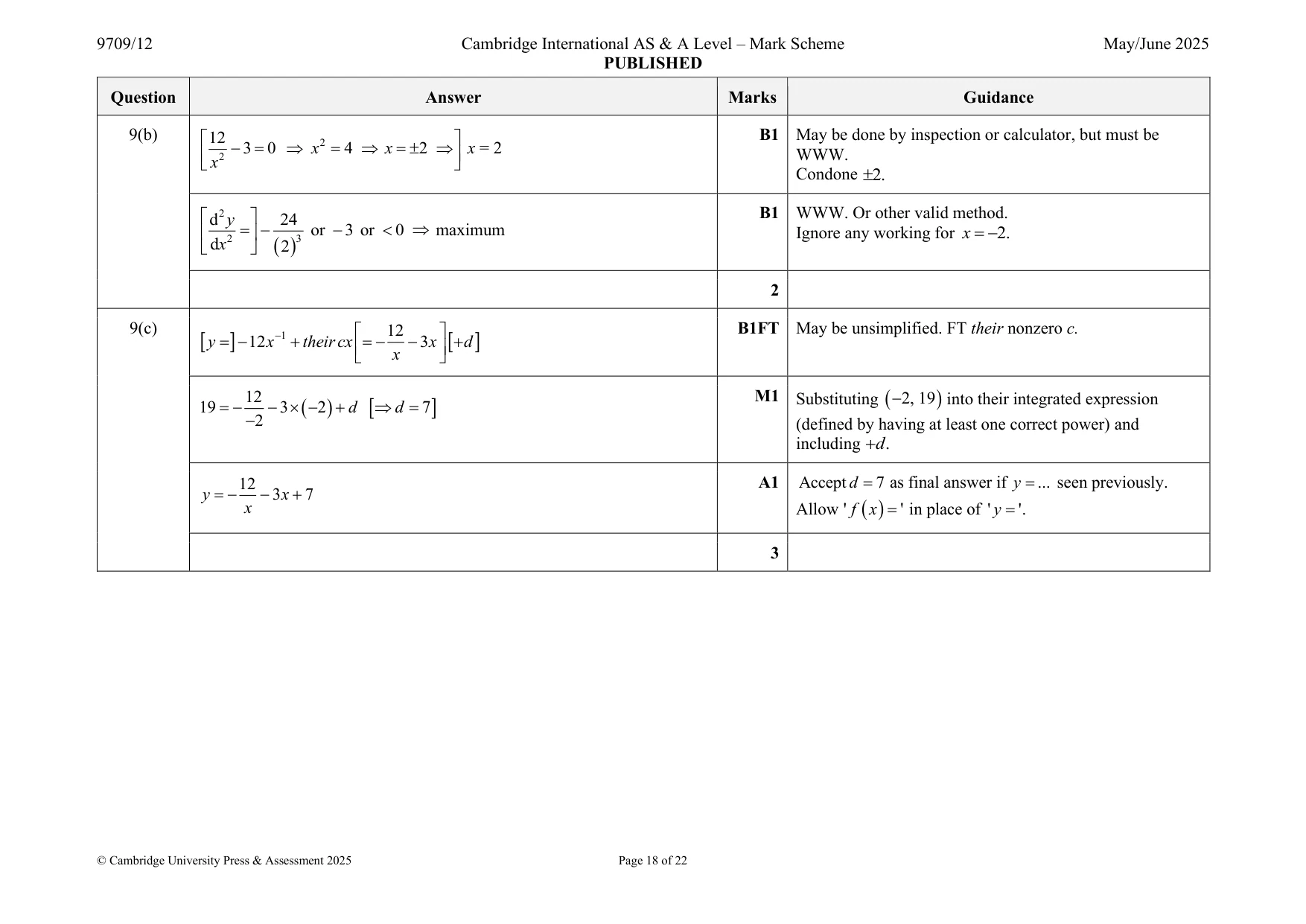 Mark scheme, page 18 of 22