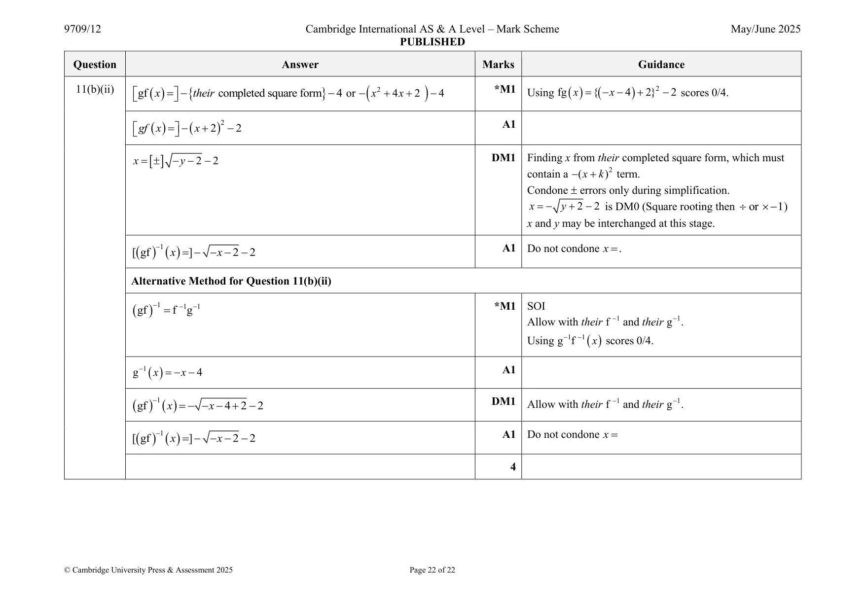 Mark scheme, page 22 of 22