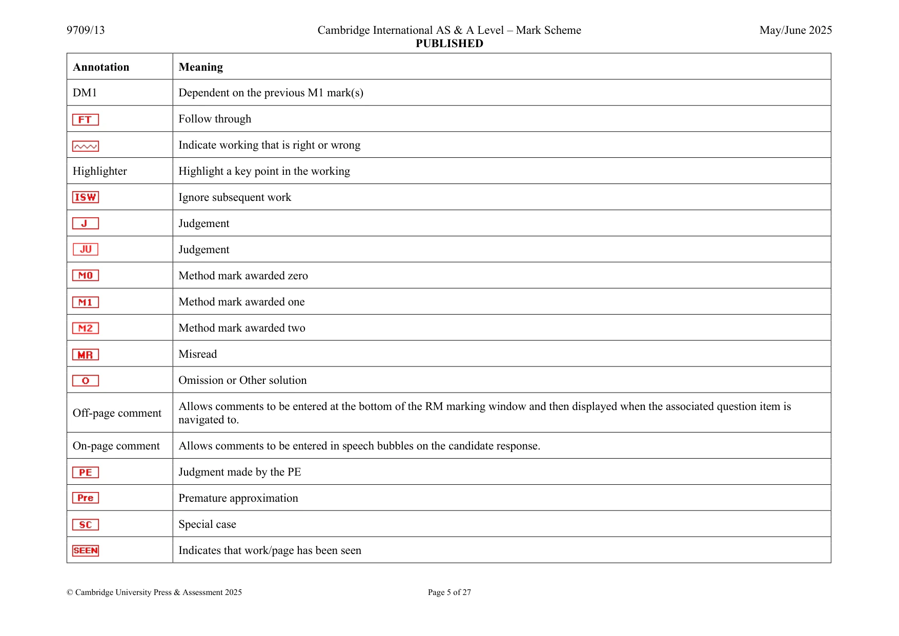 Mark scheme, page 5 of 27