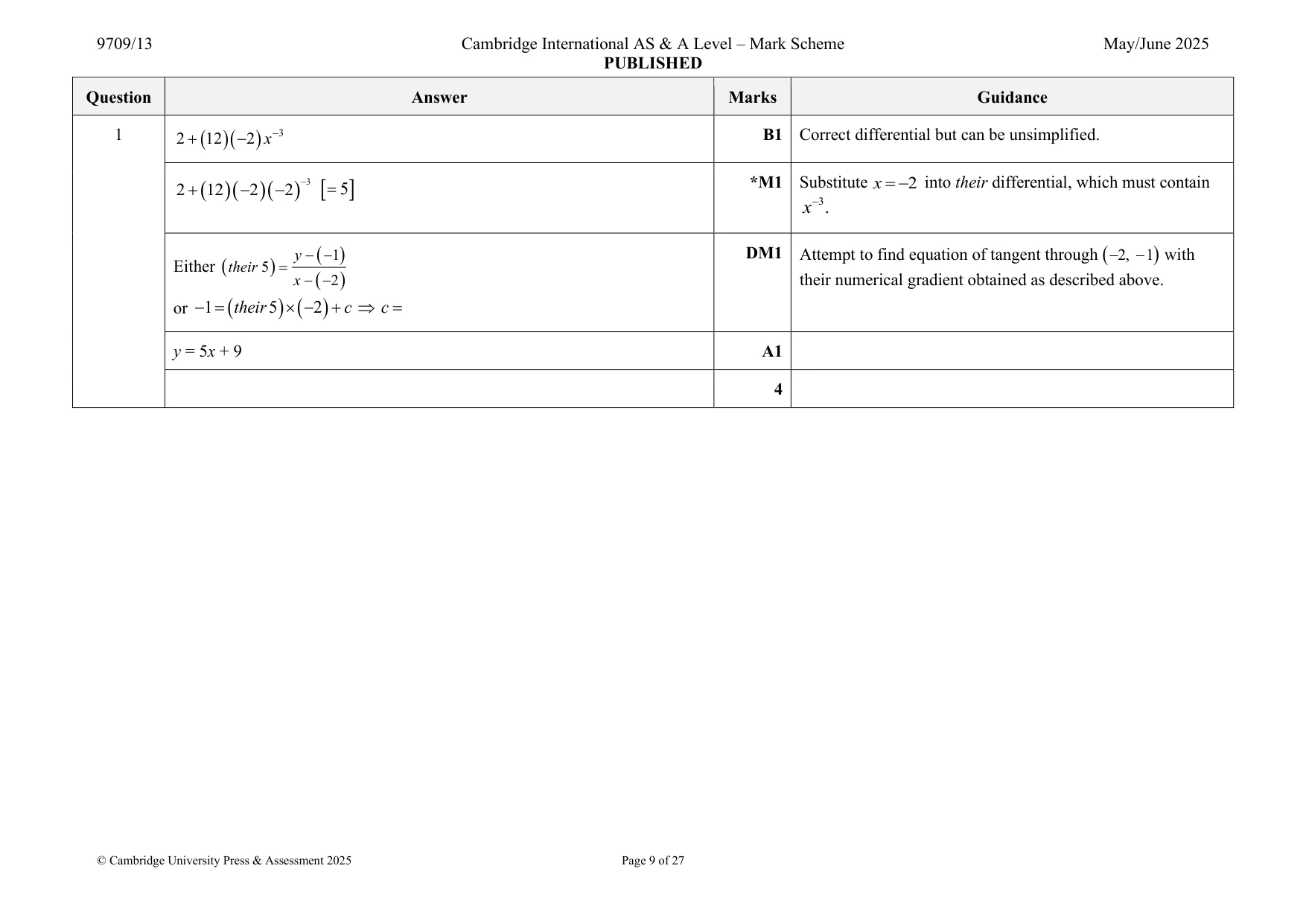 Mark scheme, page 9 of 27