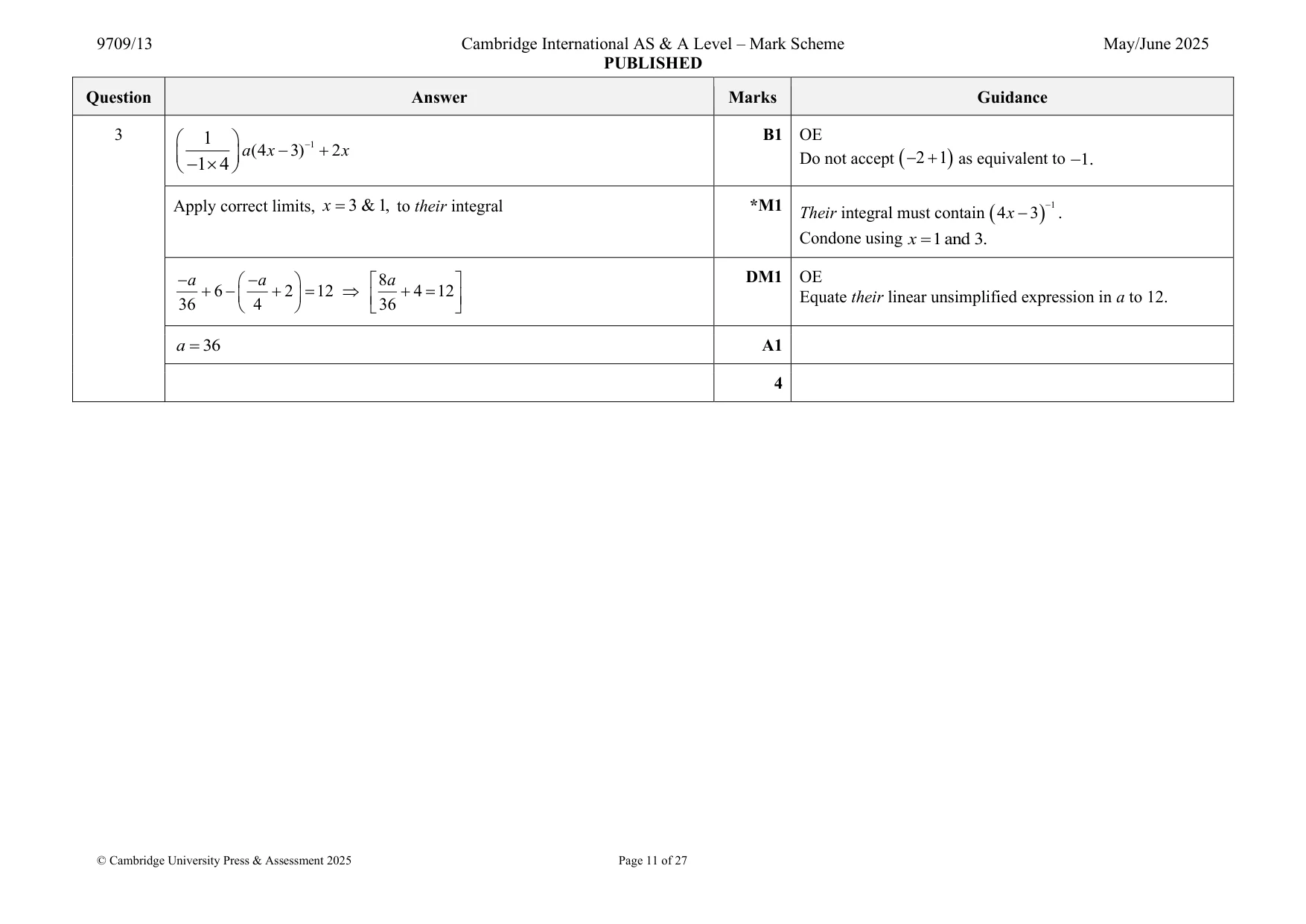 Mark scheme, page 11 of 27