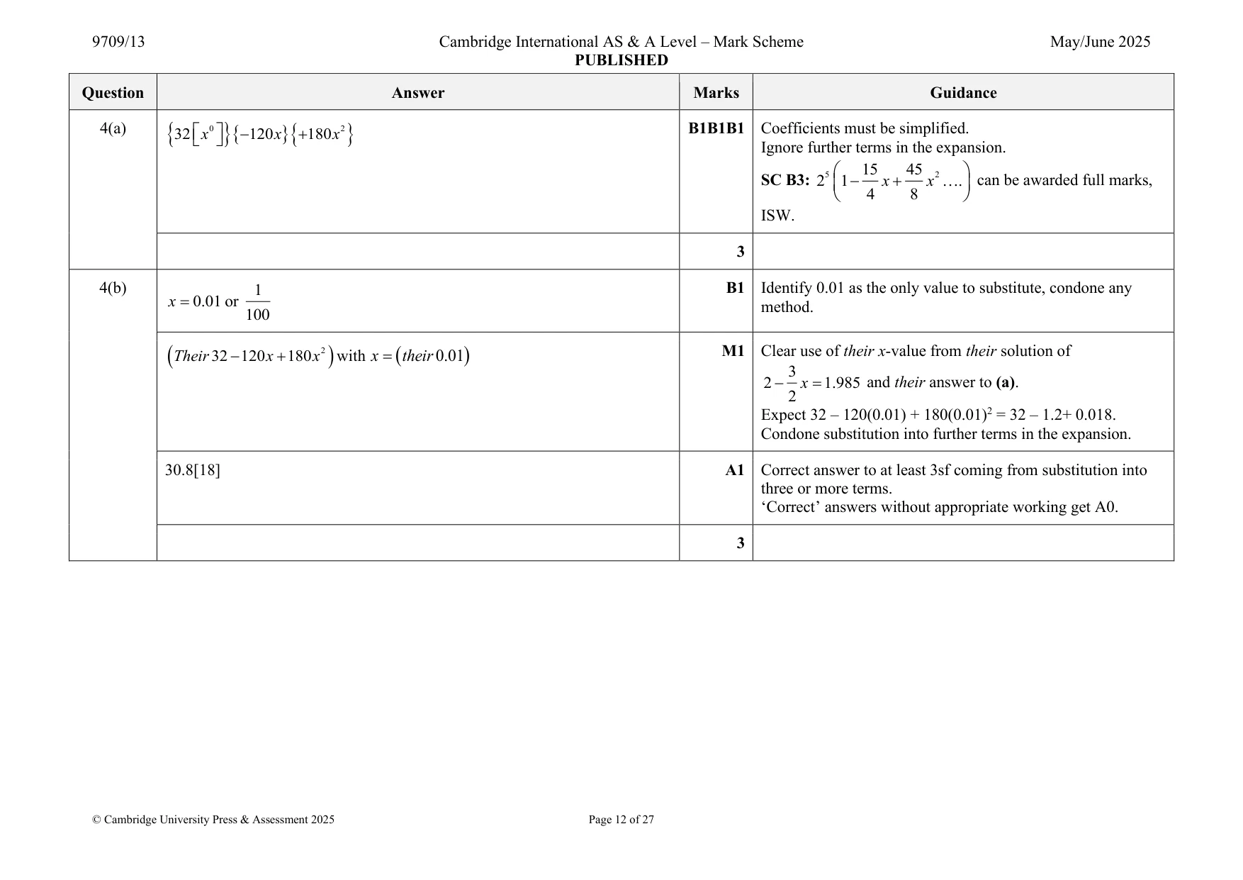 Mark scheme, page 12 of 27