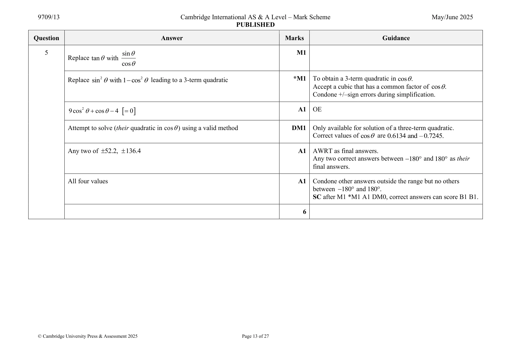 Mark scheme, page 13 of 27