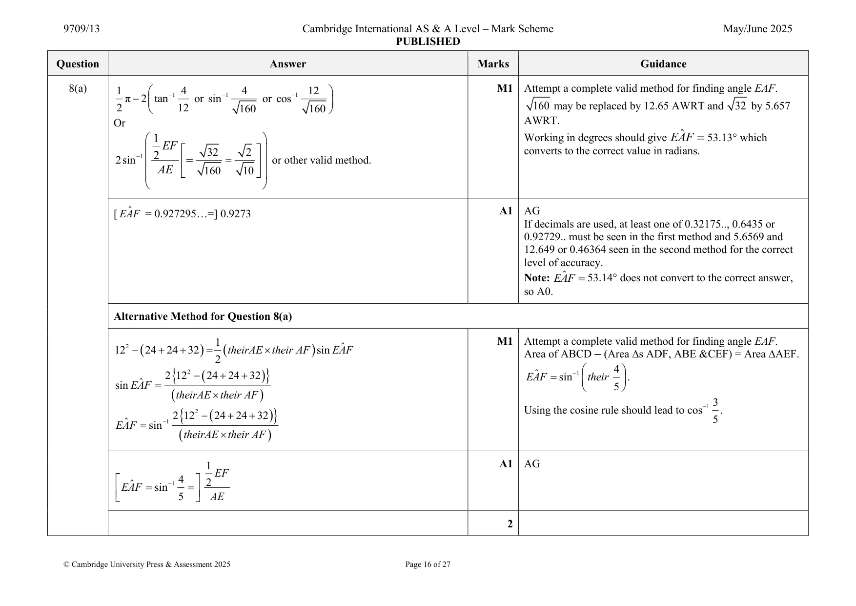 Mark scheme, page 16 of 27