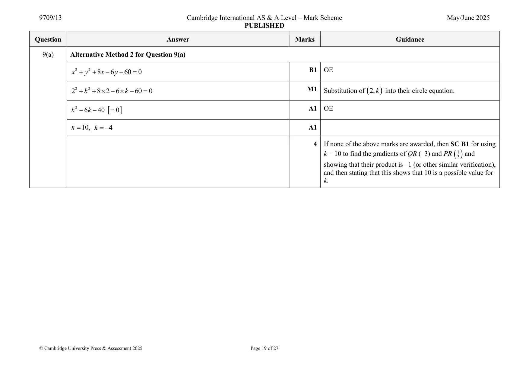 Mark scheme, page 19 of 27