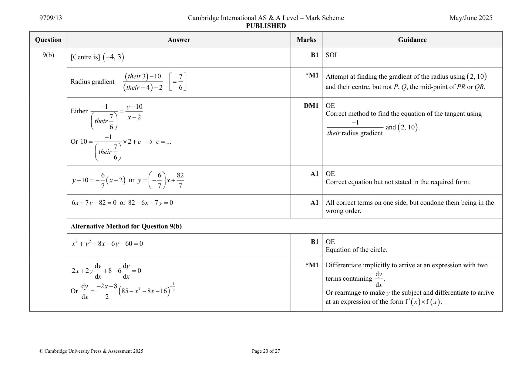 Mark scheme, page 20 of 27