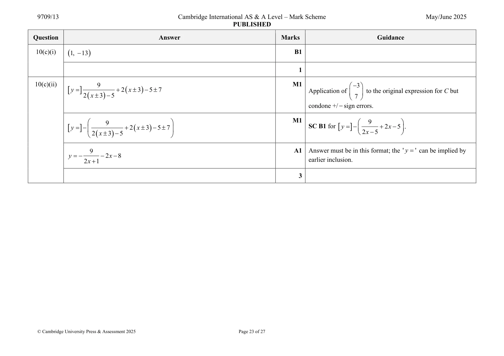 Mark scheme, page 23 of 27