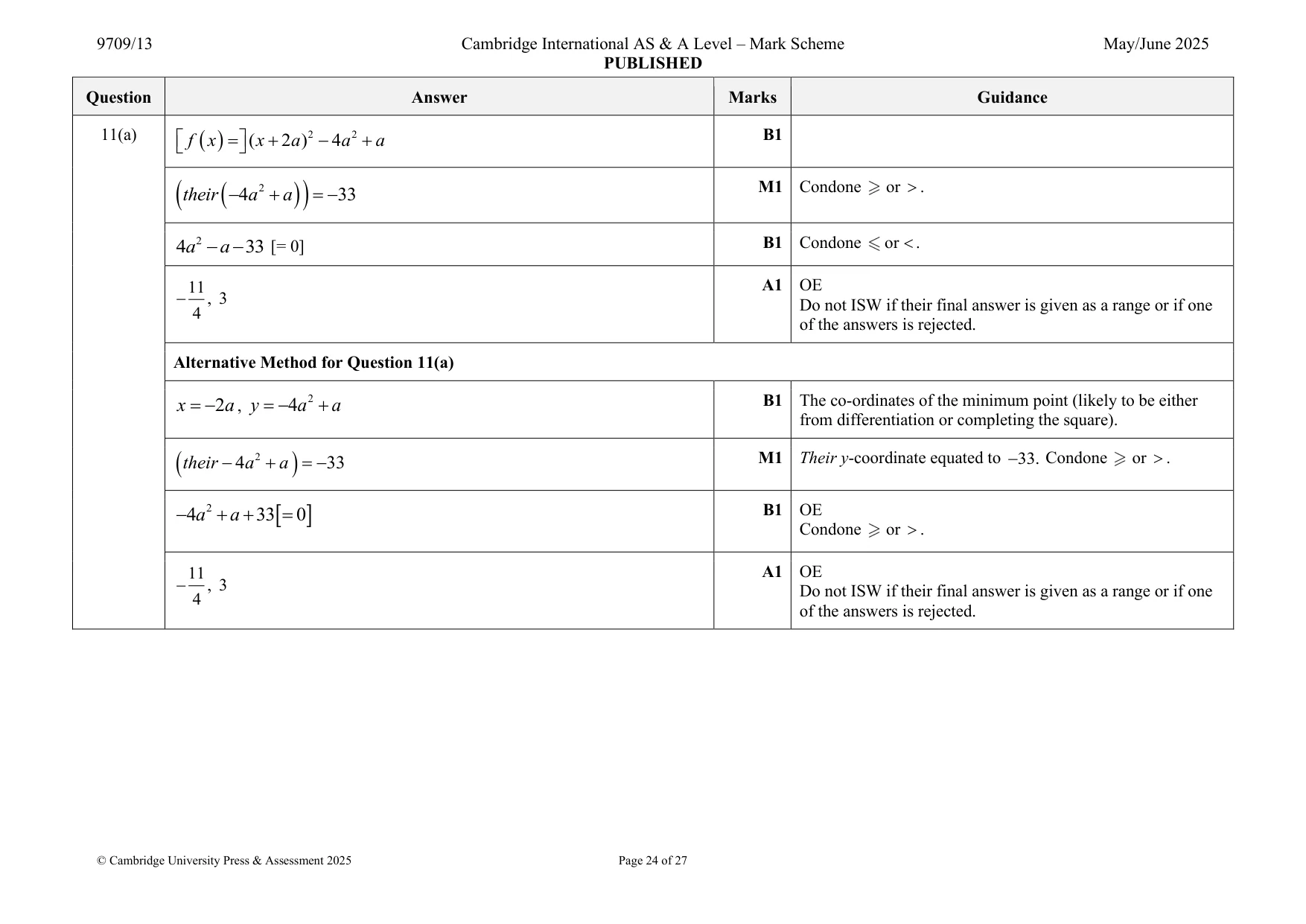 Mark scheme, page 24 of 27