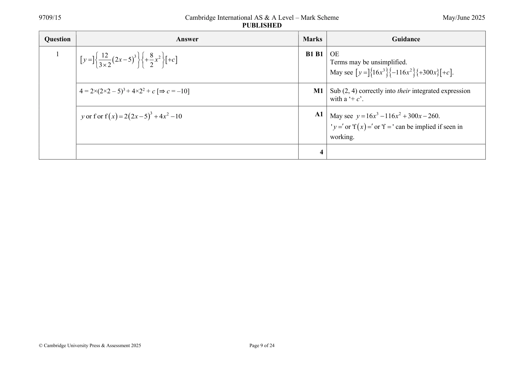 Mark scheme, page 9 of 24