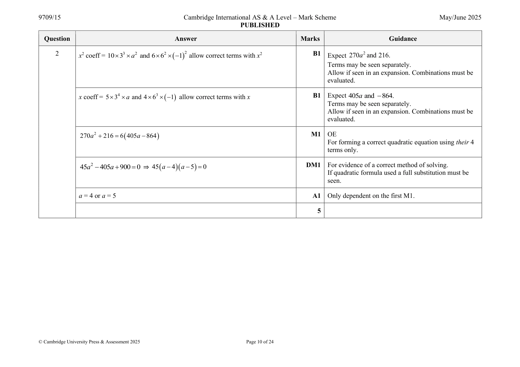 Mark scheme, page 10 of 24