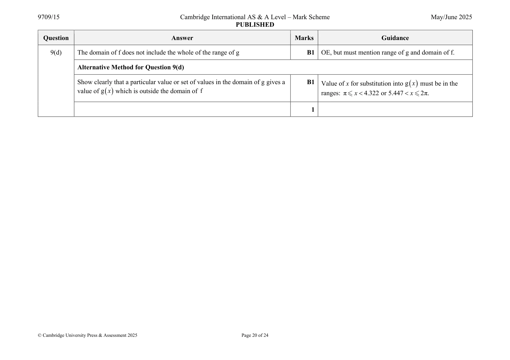 Mark scheme, page 20 of 24