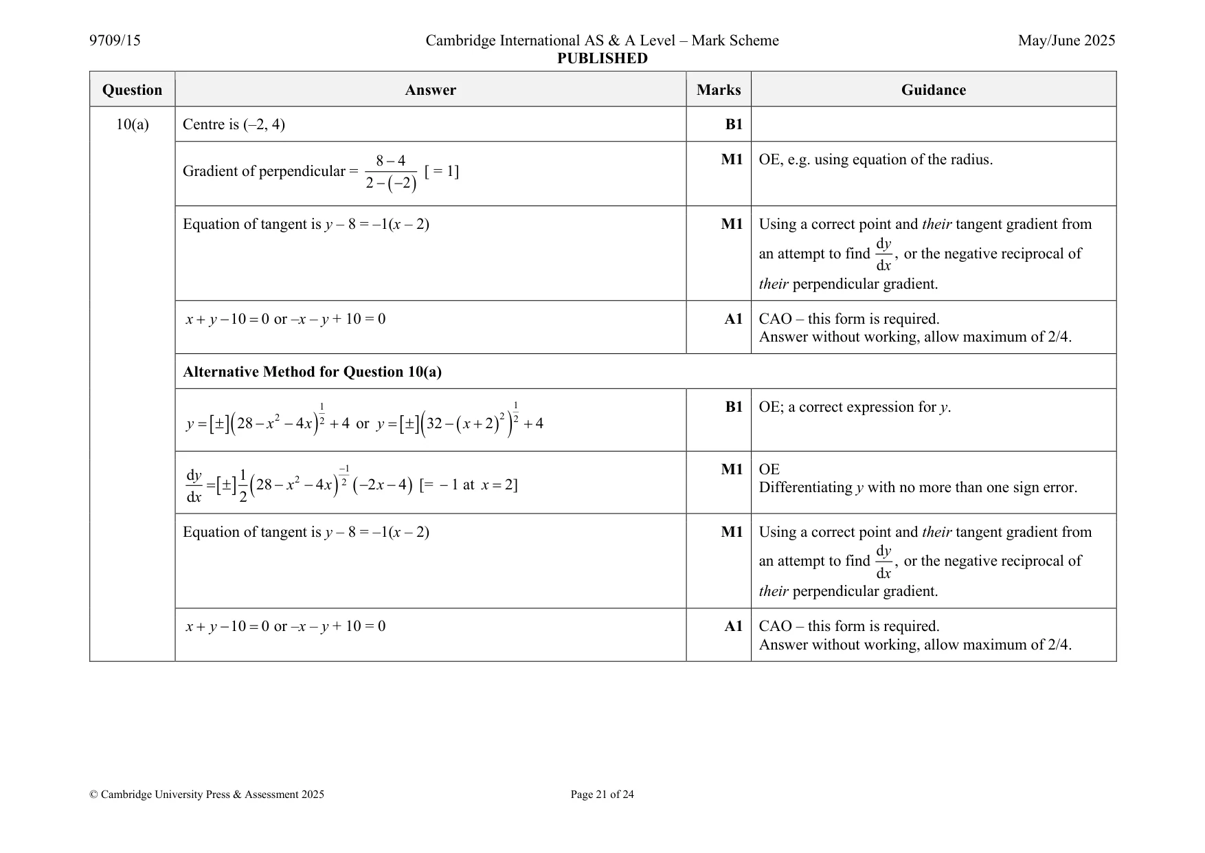 Mark scheme, page 21 of 24