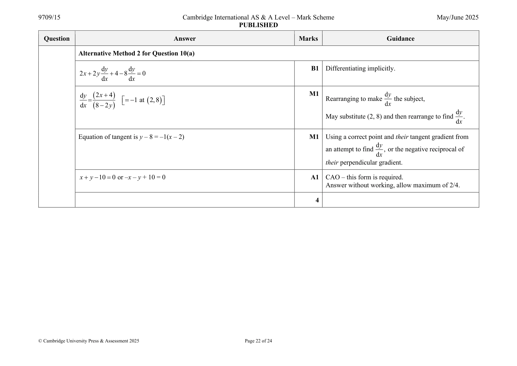 Mark scheme, page 22 of 24