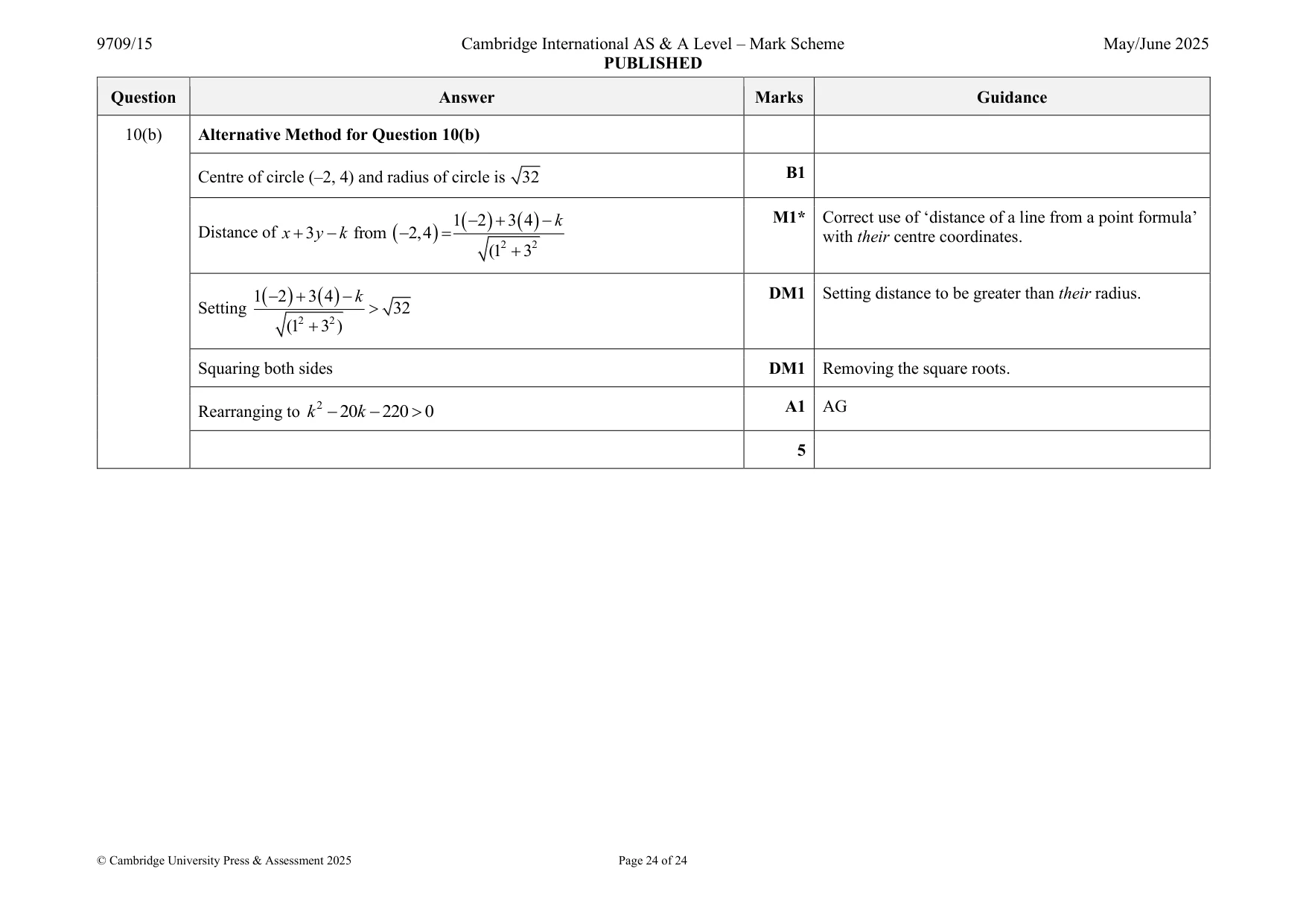 Mark scheme, page 24 of 24