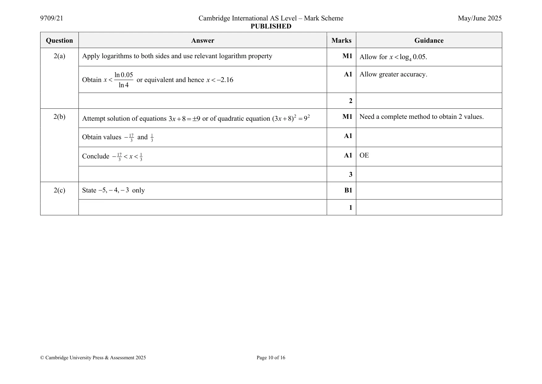 Mark scheme, page 10 of 16