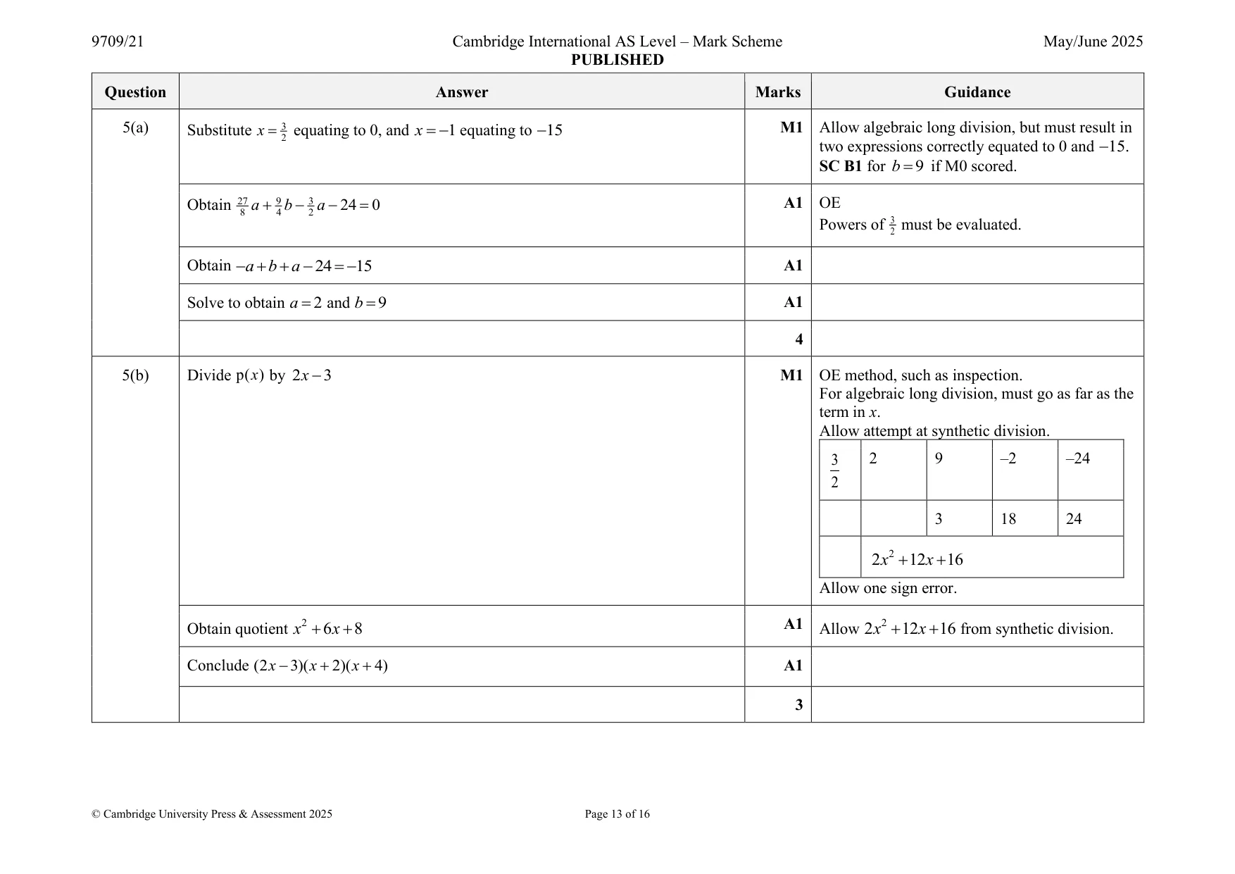 Mark scheme, page 13 of 16