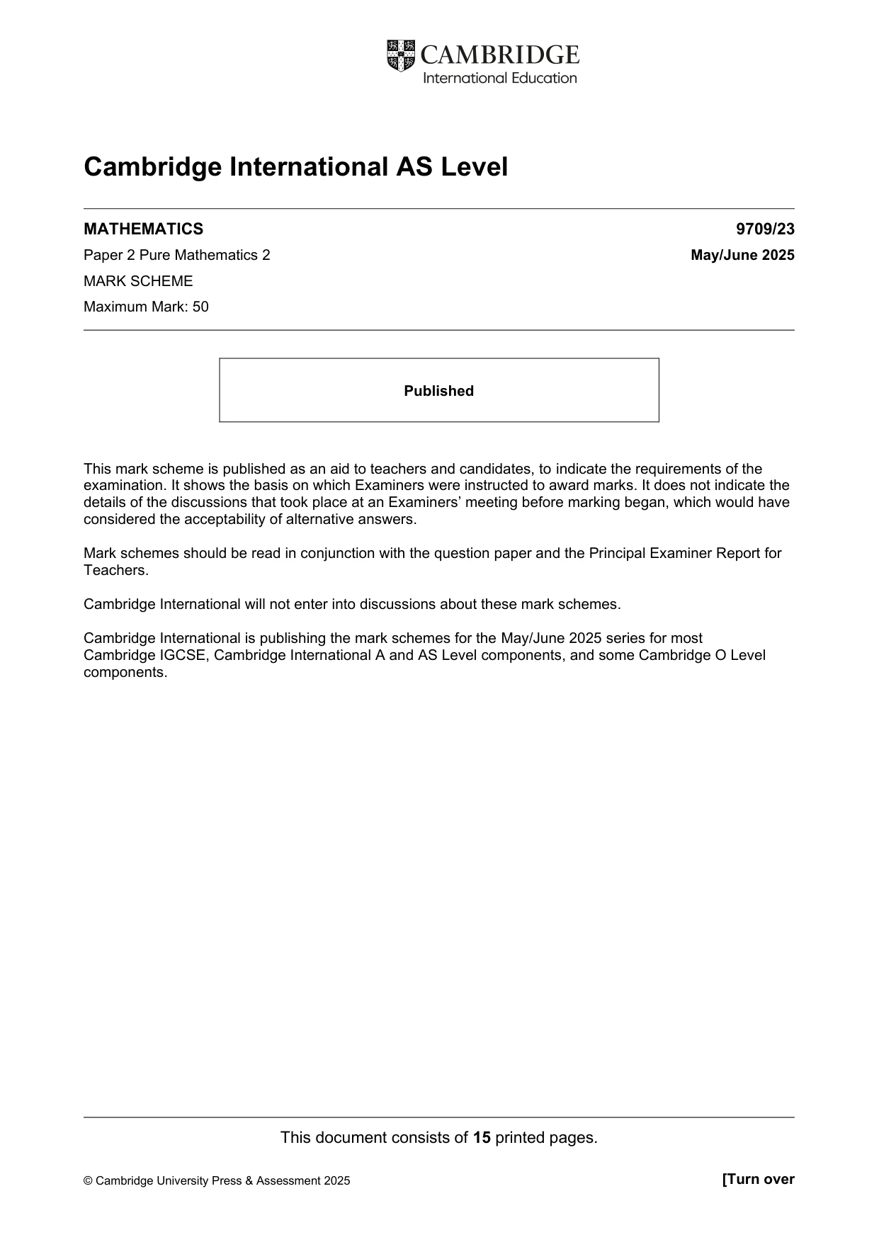 Mark scheme, page 1 of 15