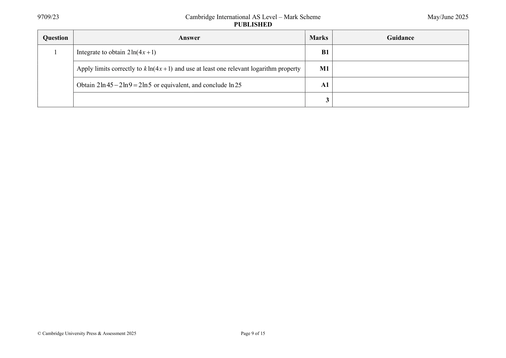 Mark scheme, page 9 of 15