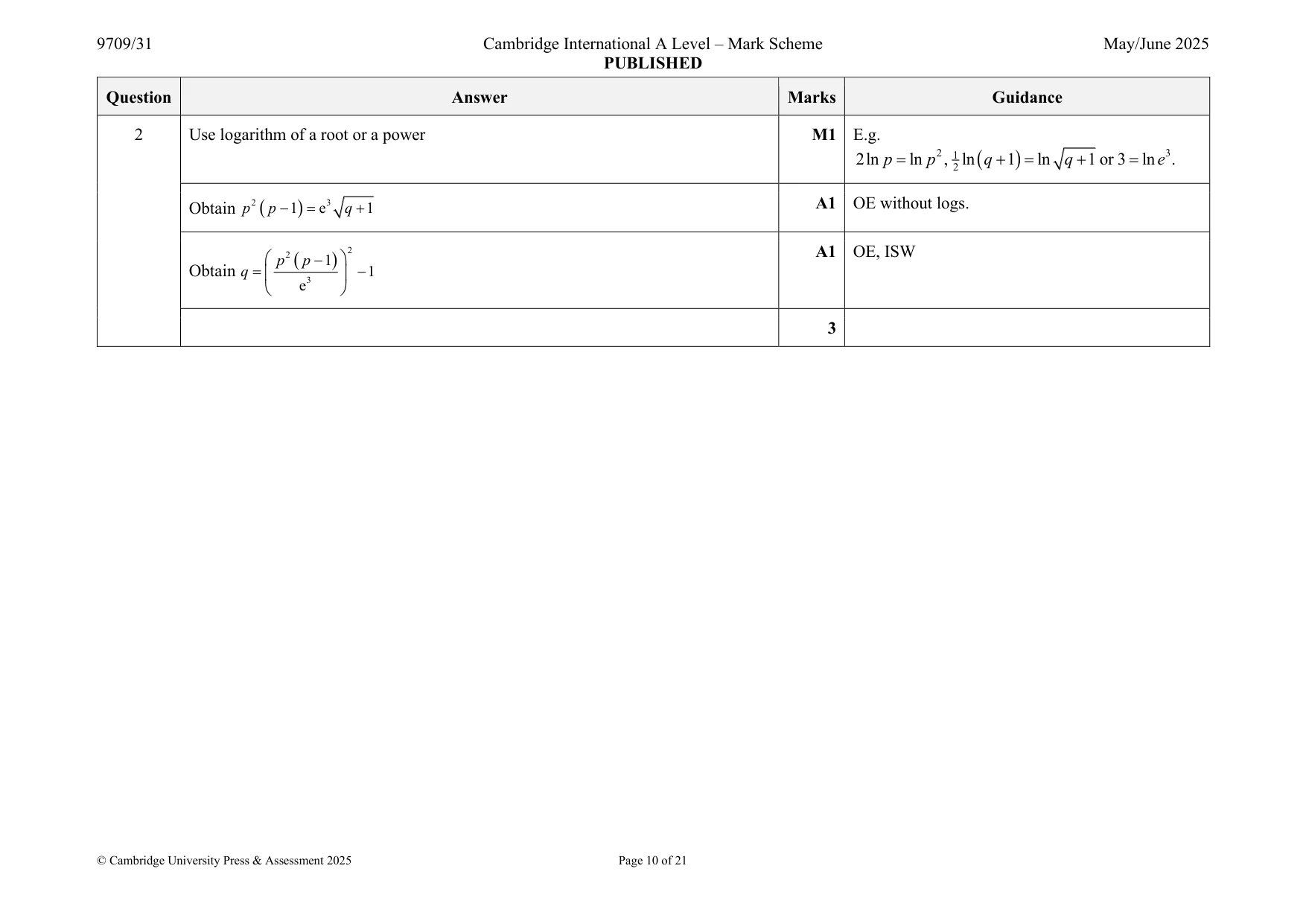 Mark scheme, page 10 of 21