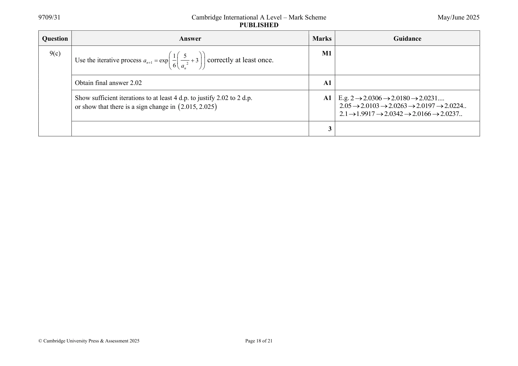 Mark scheme, page 18 of 21