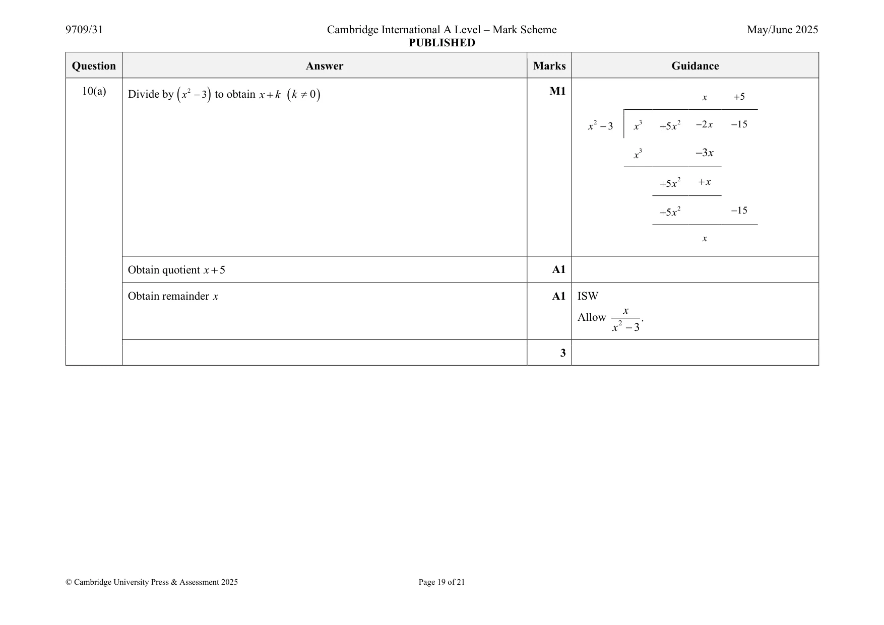 Mark scheme, page 19 of 21