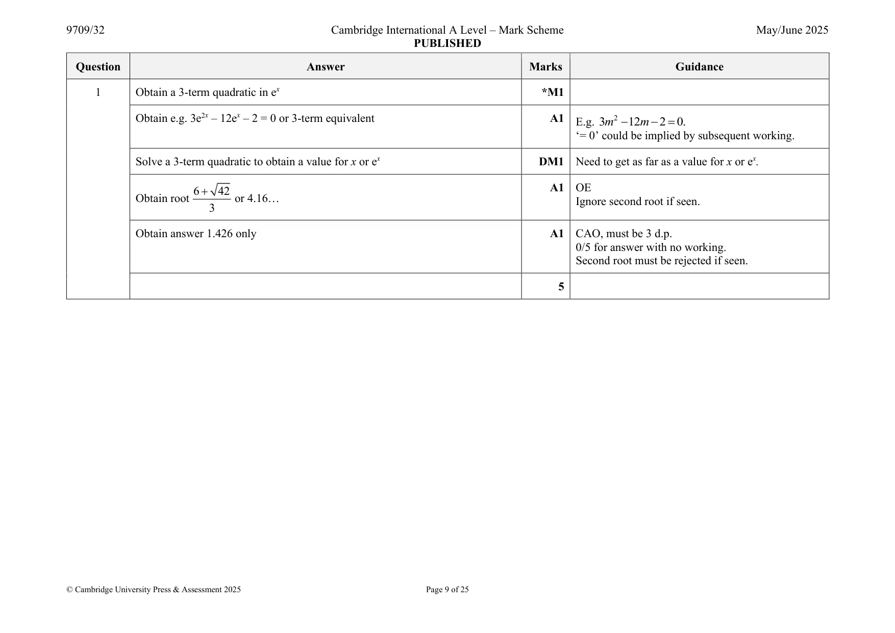 Mark scheme, page 9 of 25