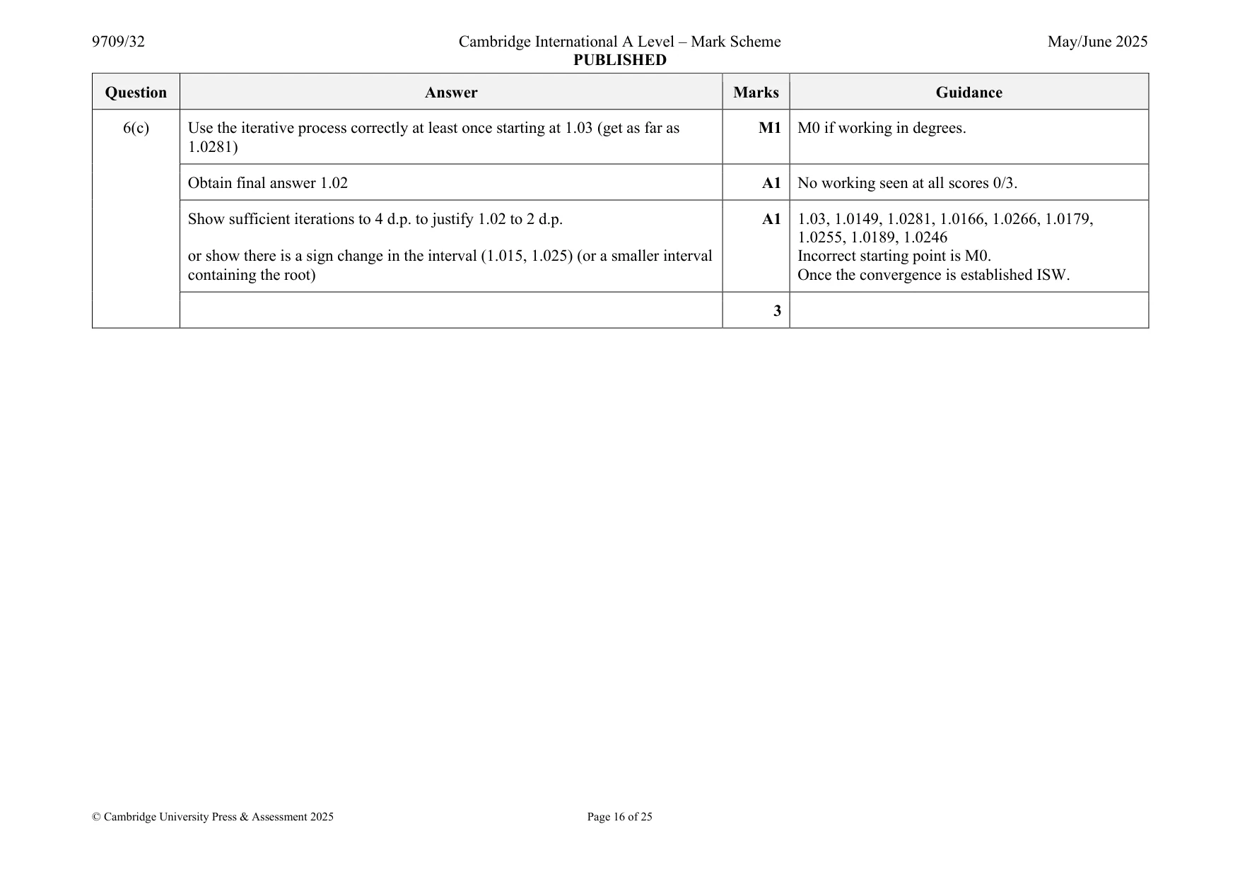 Mark scheme, page 16 of 25