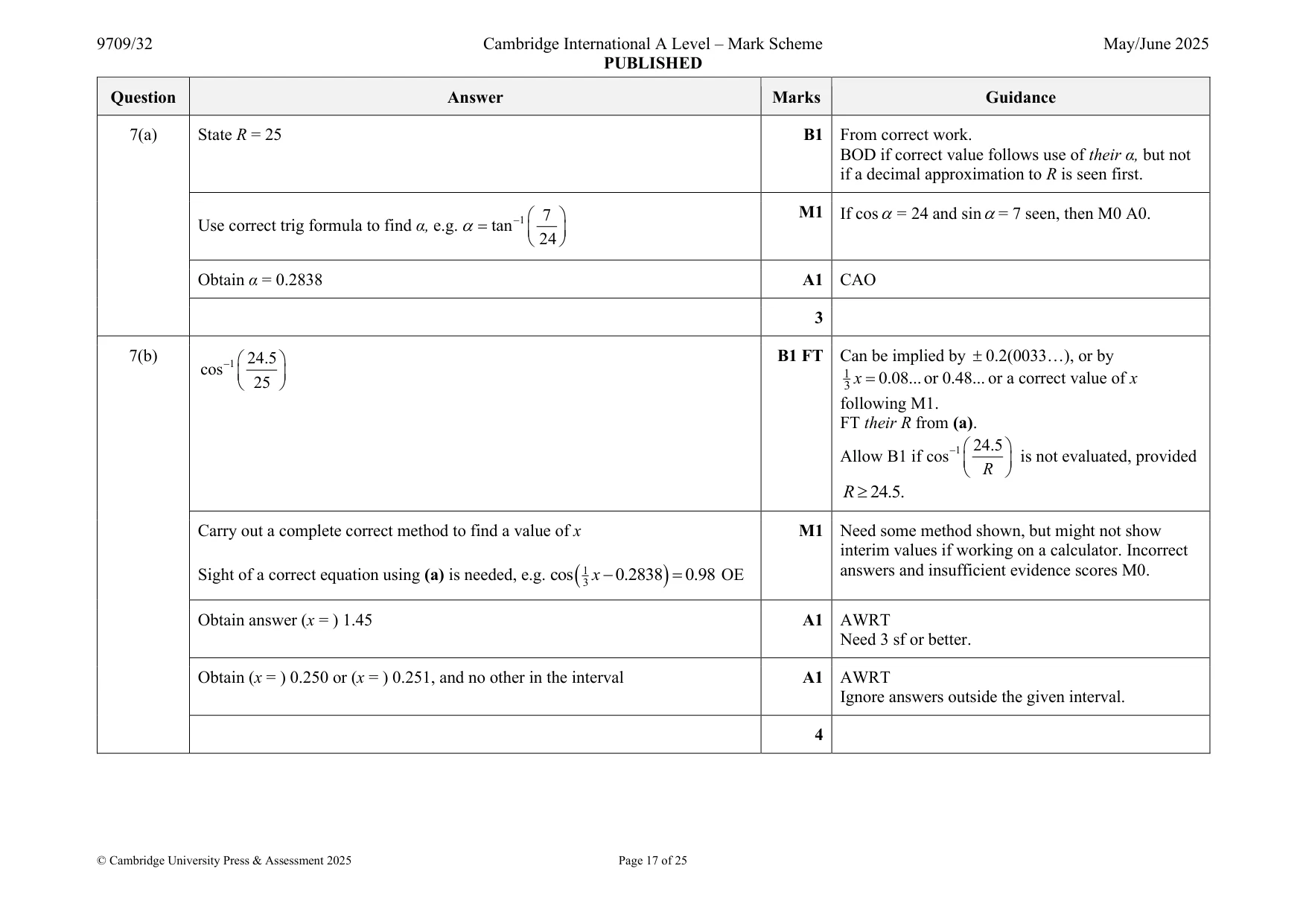 Mark scheme, page 17 of 25