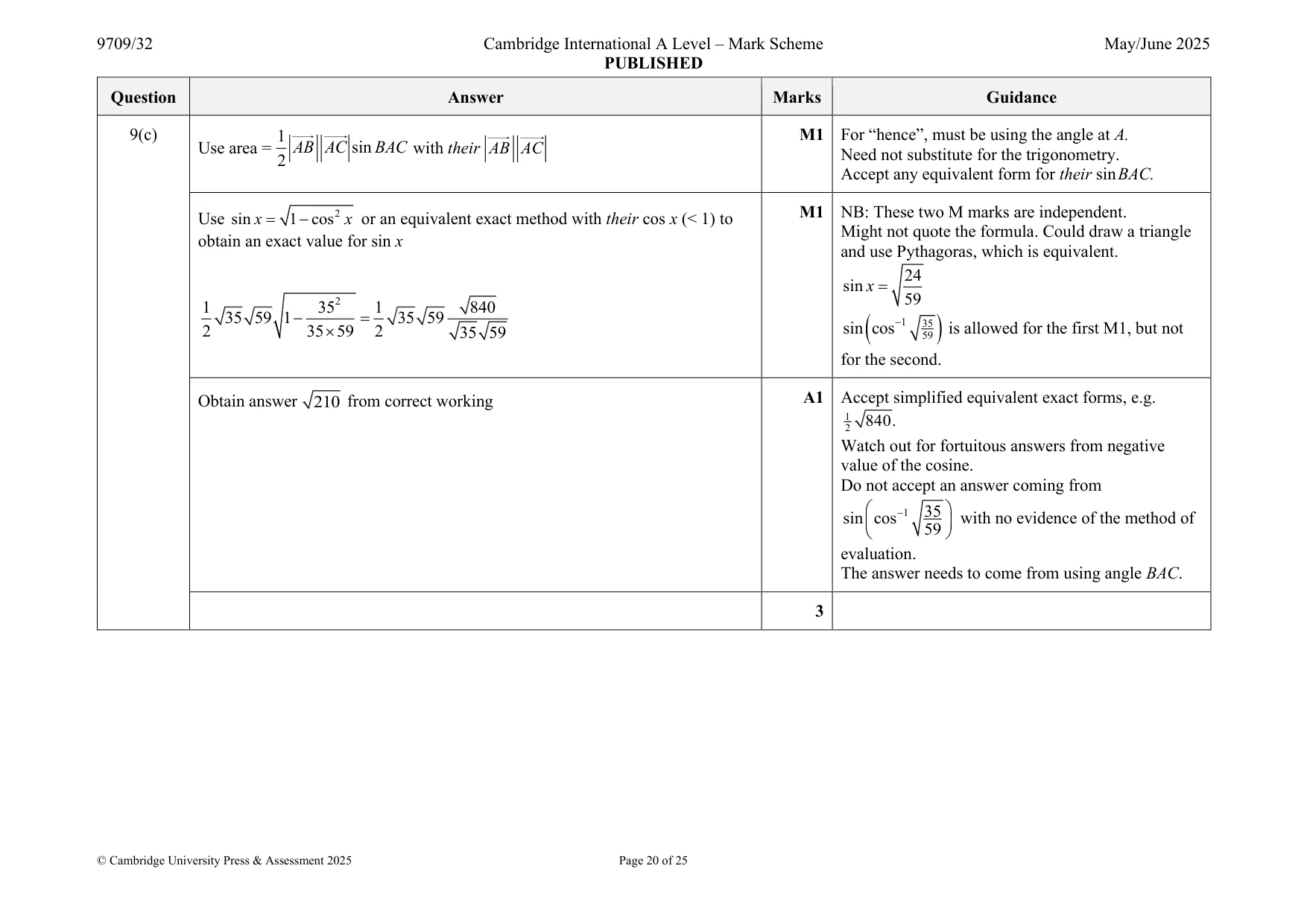 Mark scheme, page 20 of 25