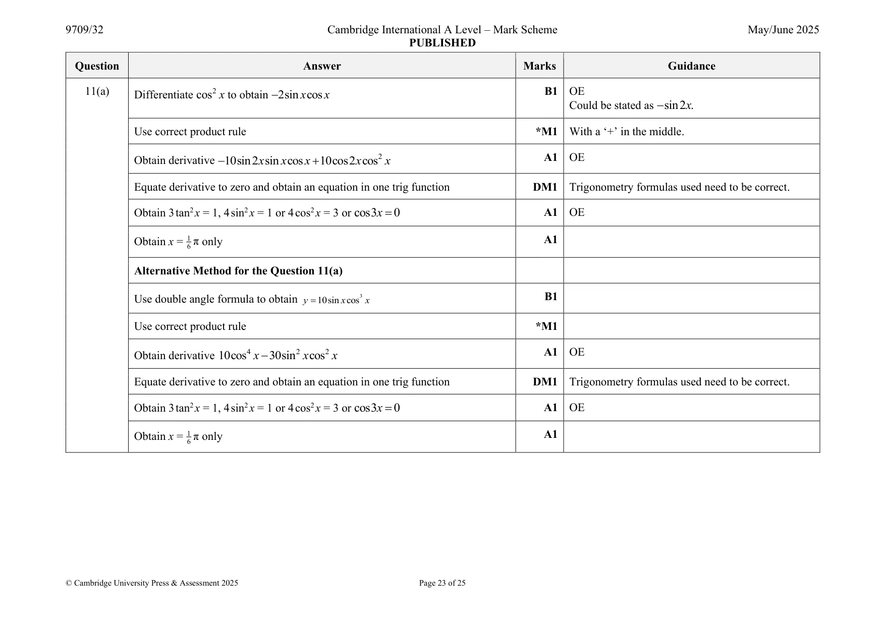 Mark scheme, page 23 of 25