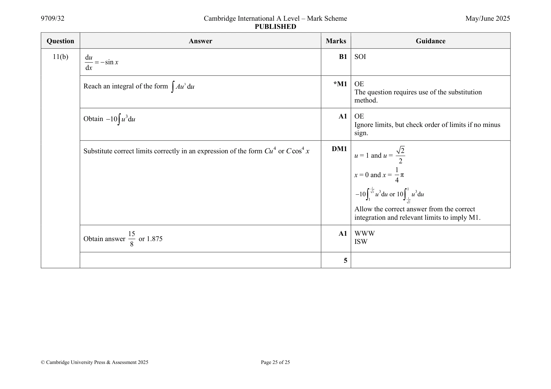 Mark scheme, page 25 of 25