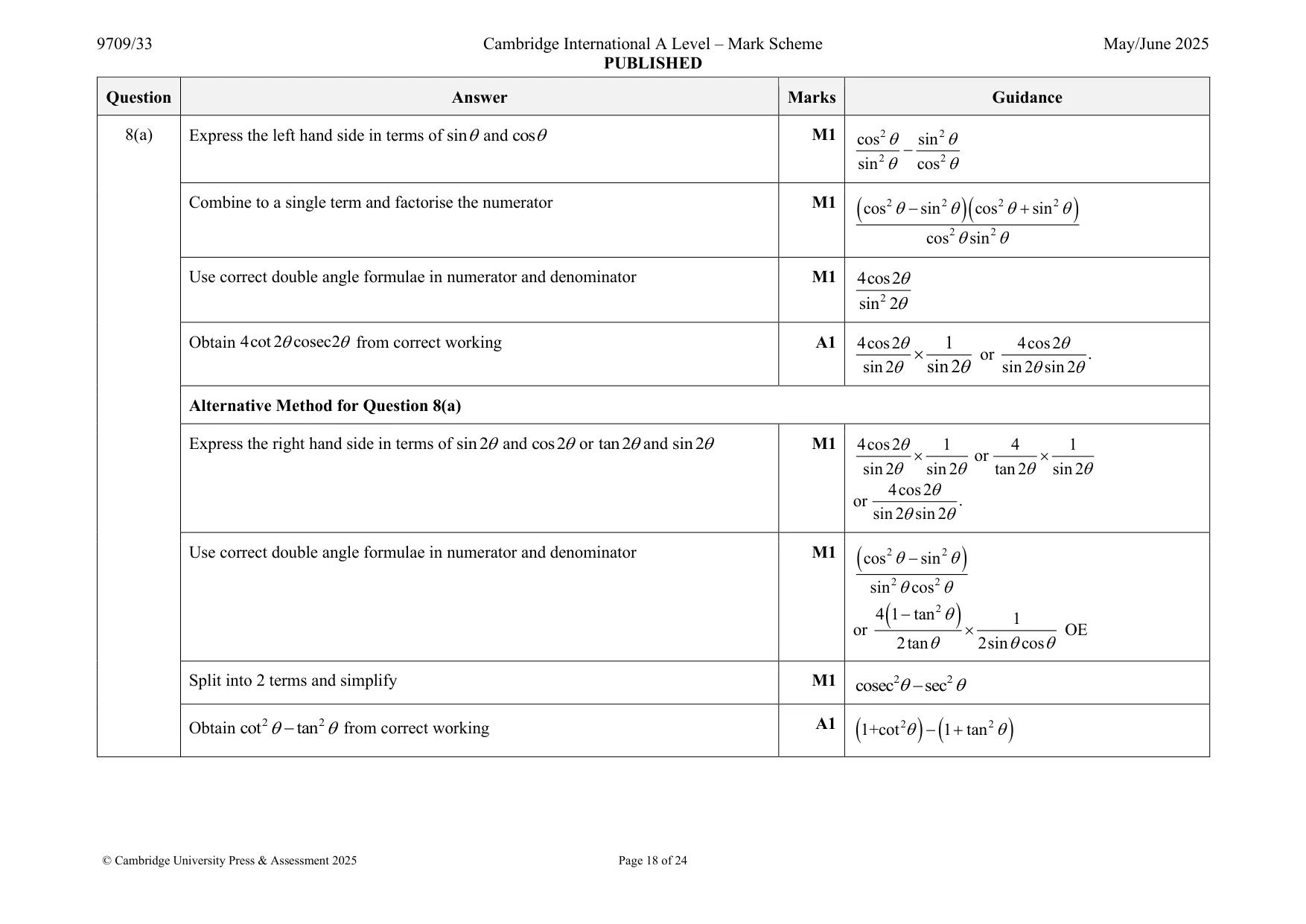 Mark scheme, page 18 of 24