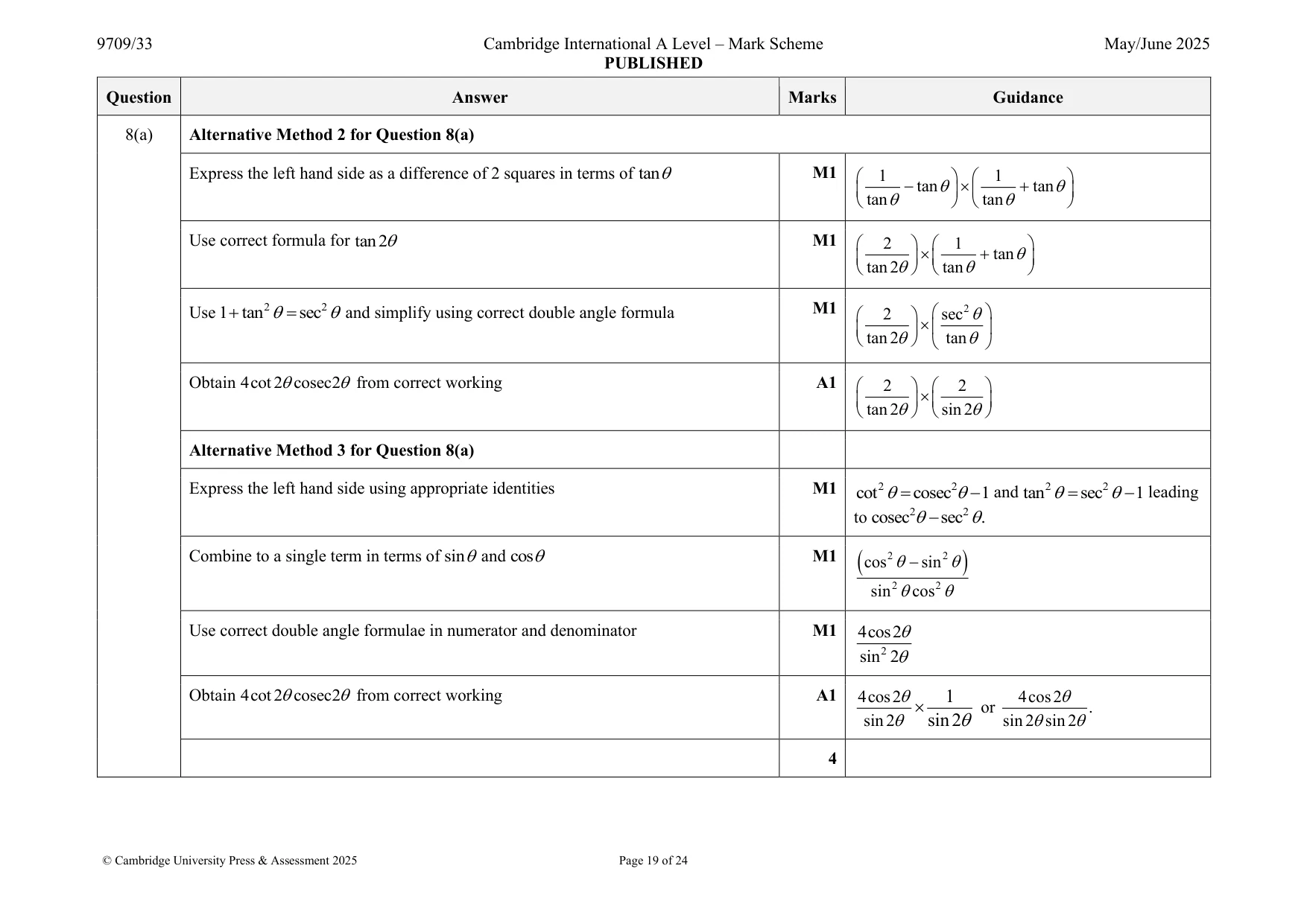 Mark scheme, page 19 of 24