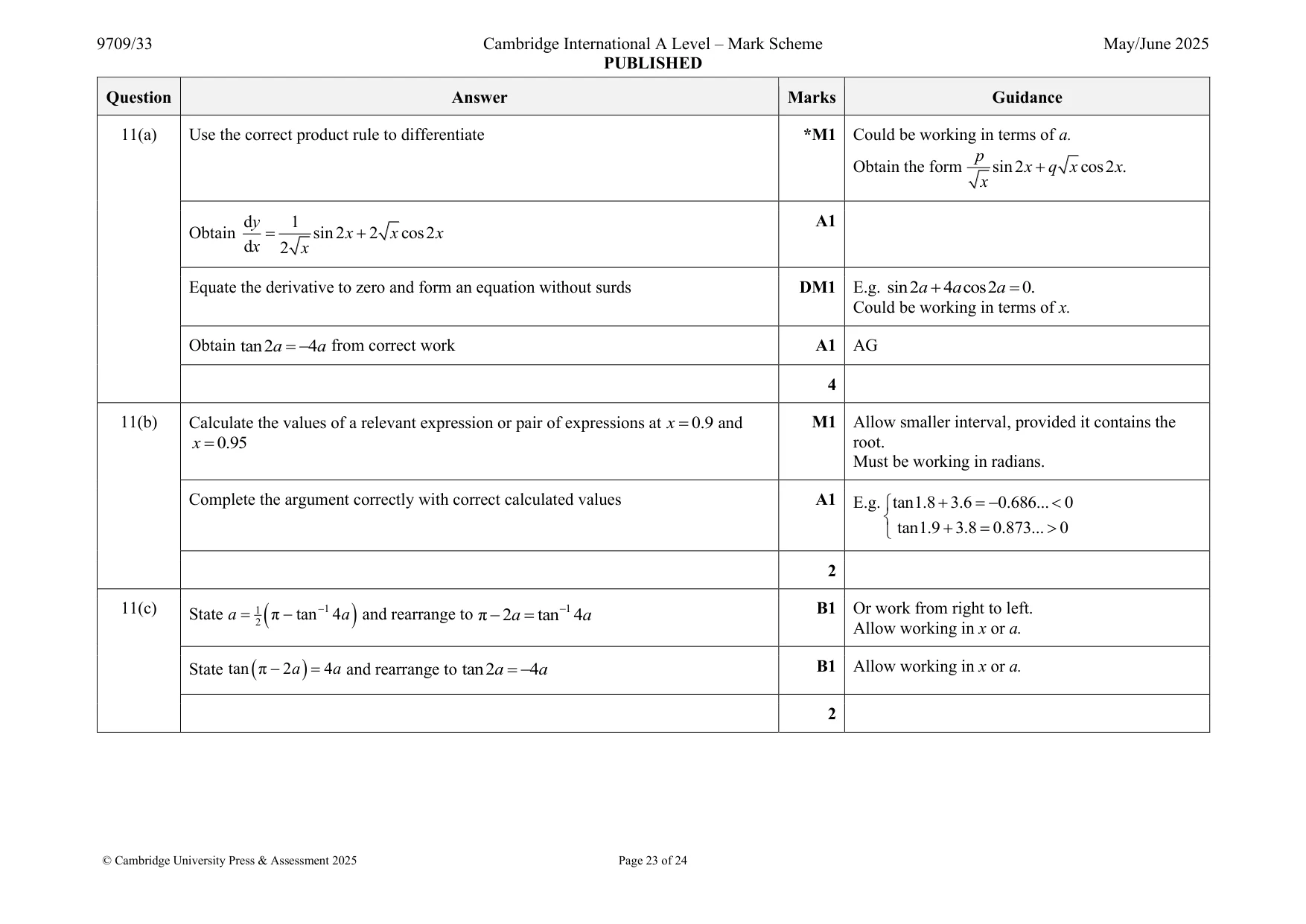 Mark scheme, page 23 of 24