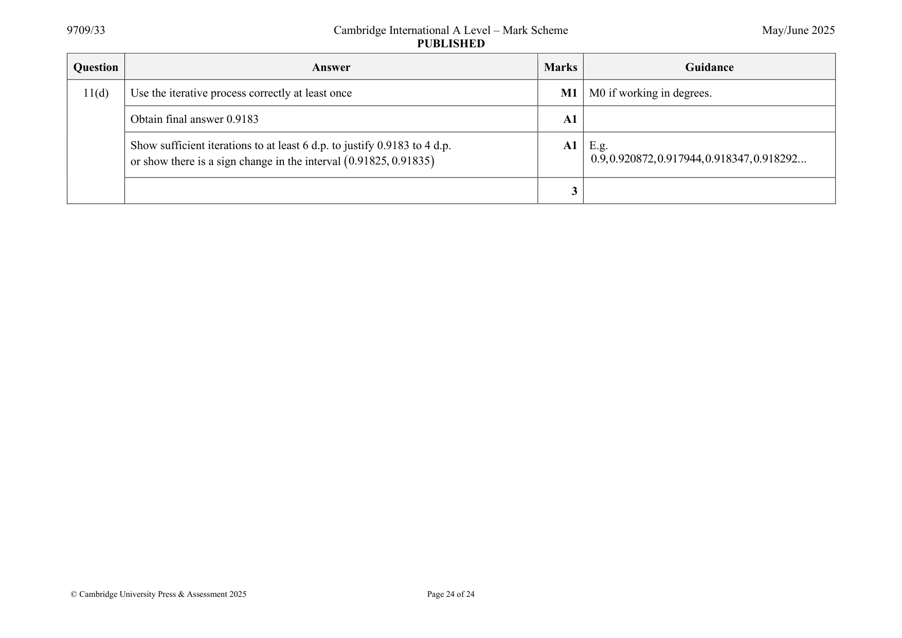 Mark scheme, page 24 of 24