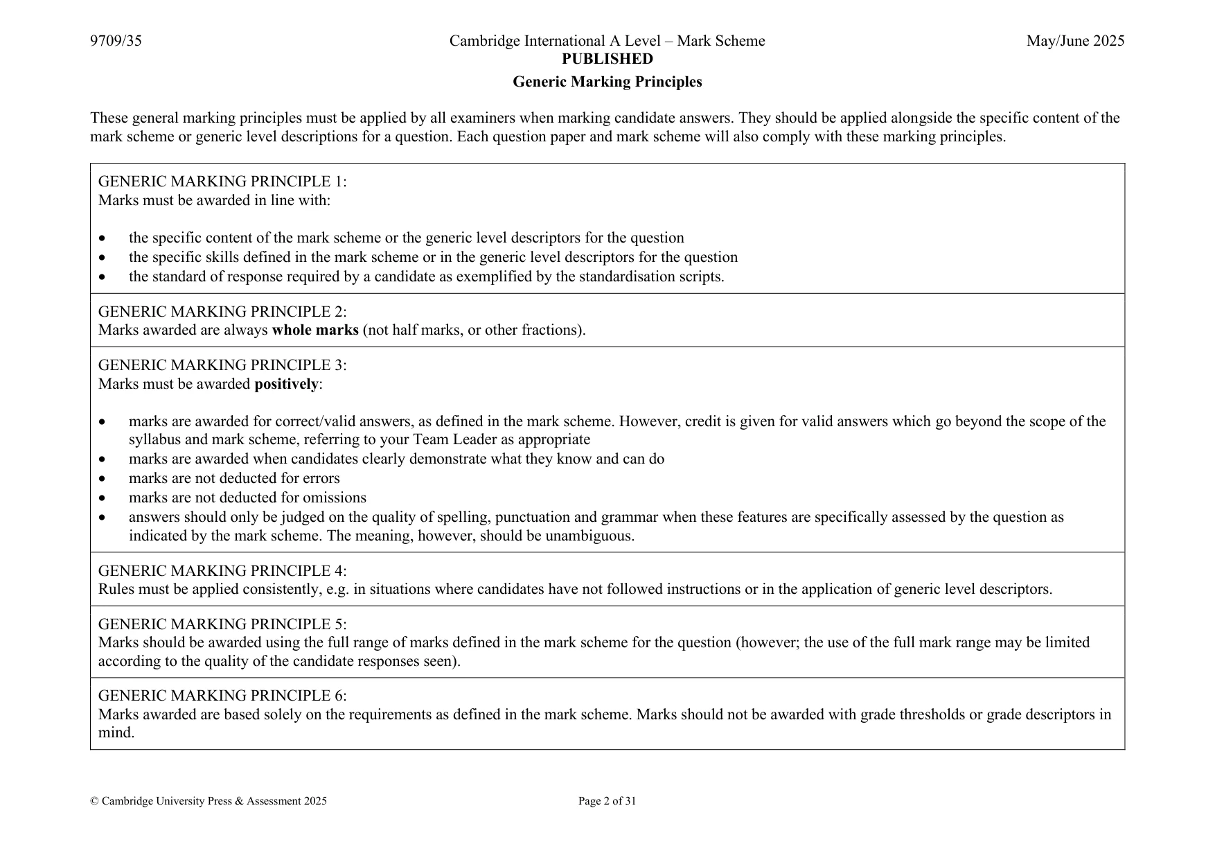 Mark scheme, page 2 of 31