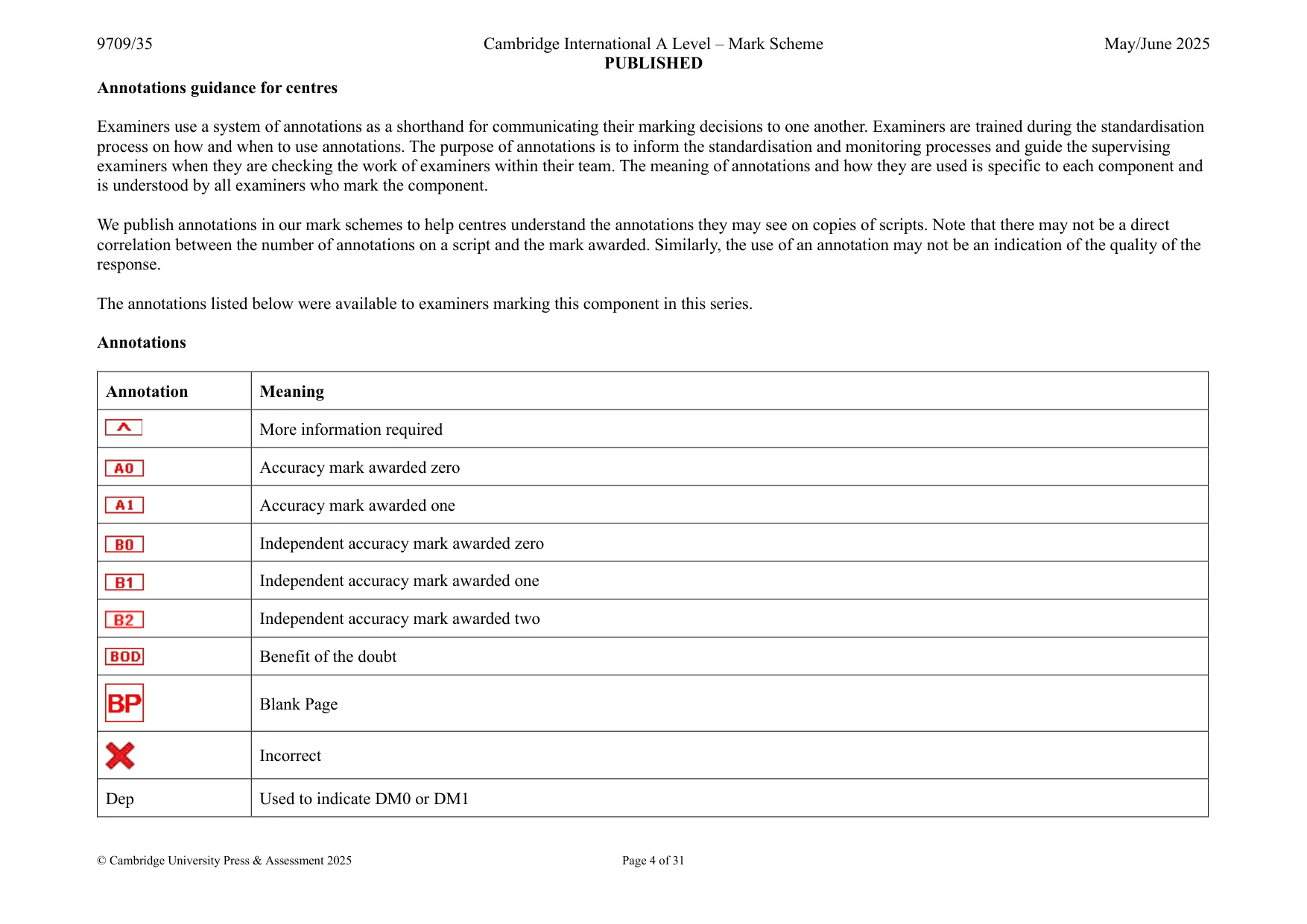 Mark scheme, page 4 of 31