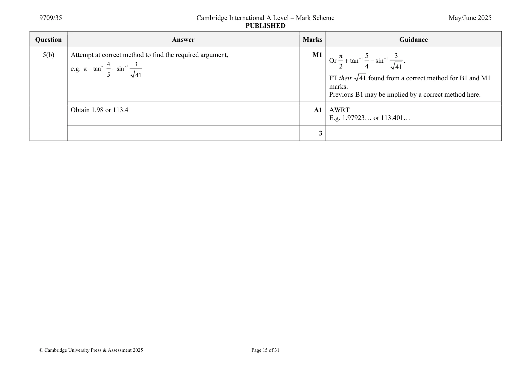 Mark scheme, page 15 of 31