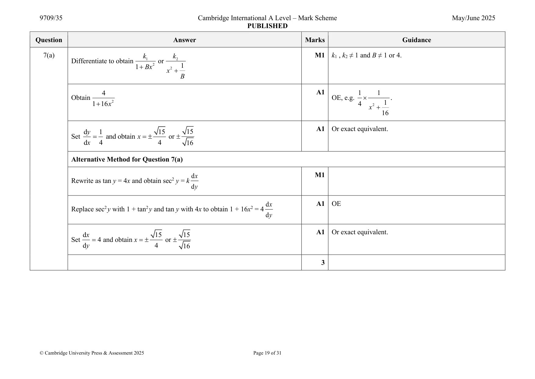 Mark scheme, page 19 of 31