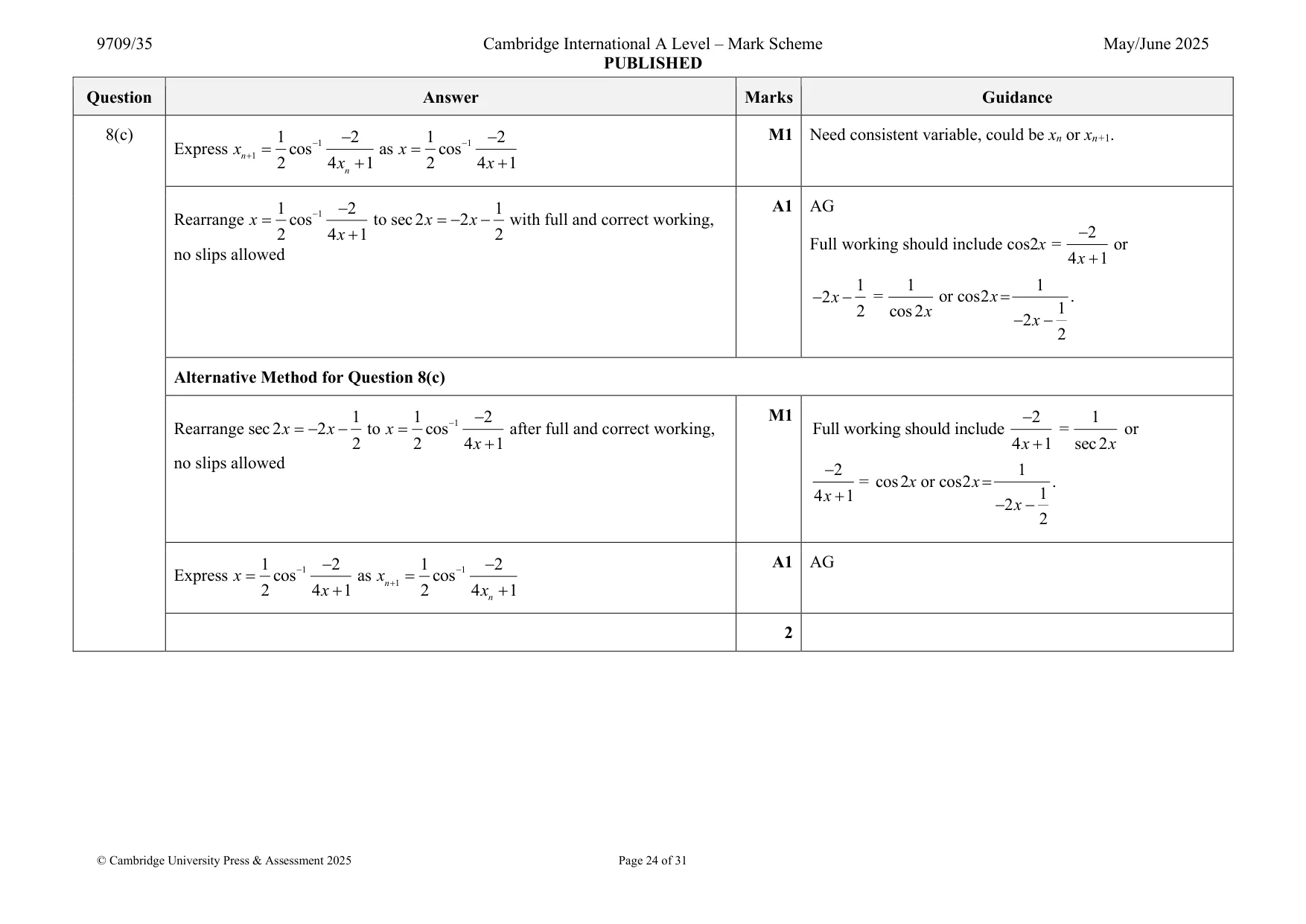 Mark scheme, page 24 of 31