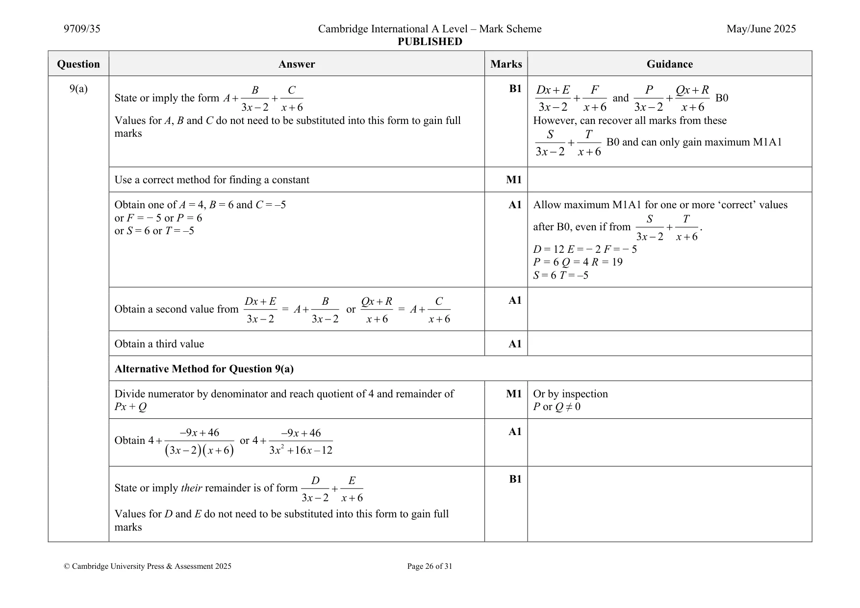 Mark scheme, page 26 of 31