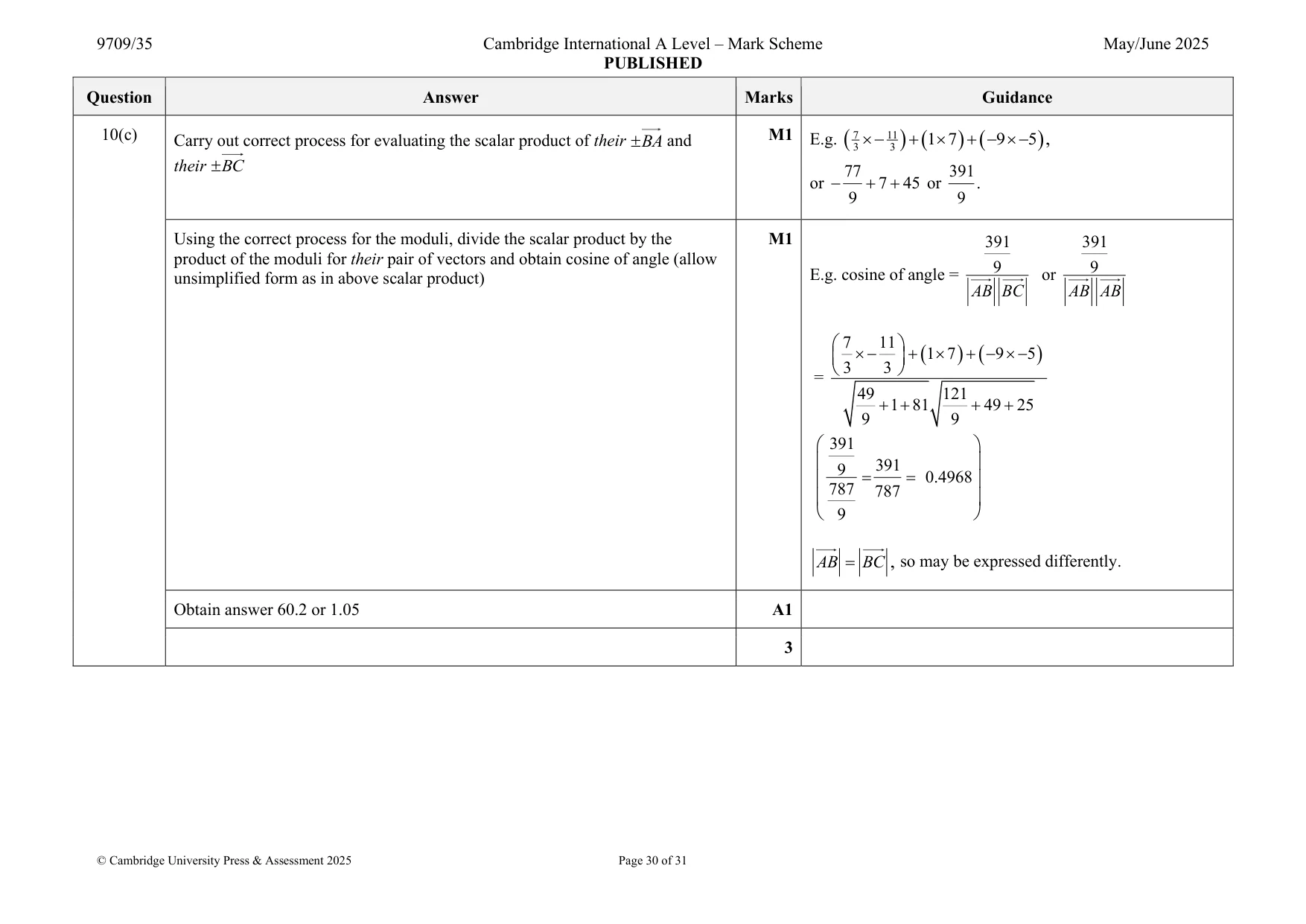Mark scheme, page 30 of 31