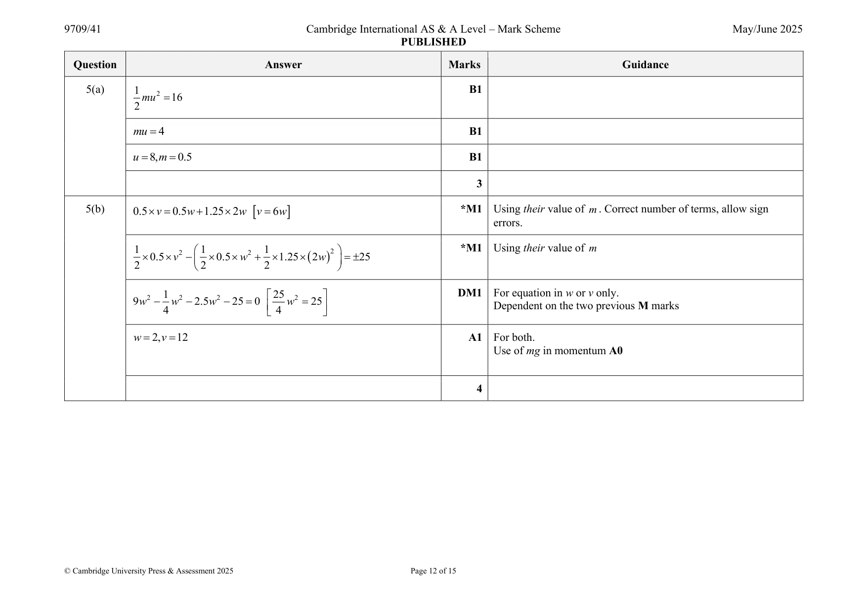 Mark scheme, page 12 of 15