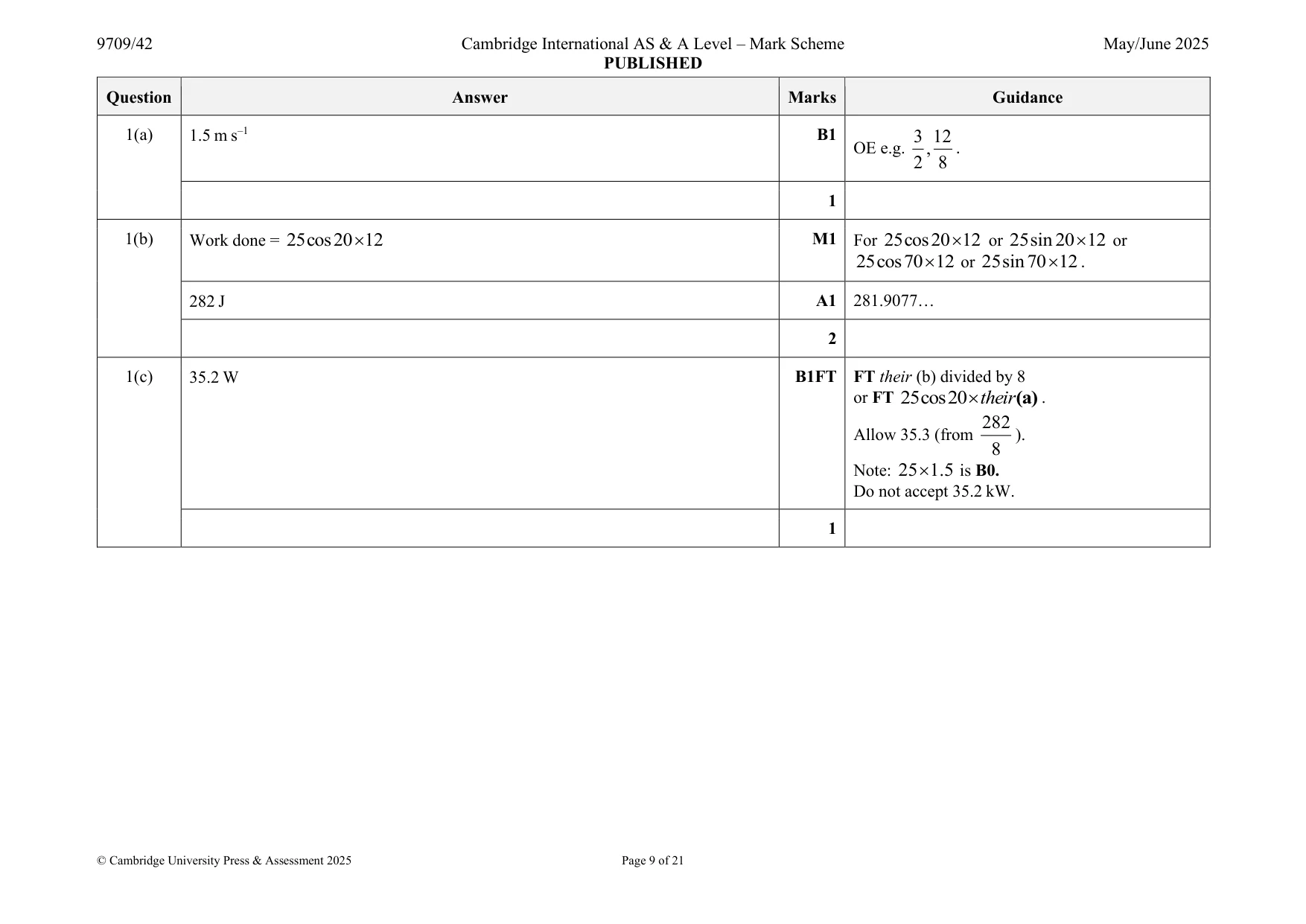 Mark scheme, page 9 of 21