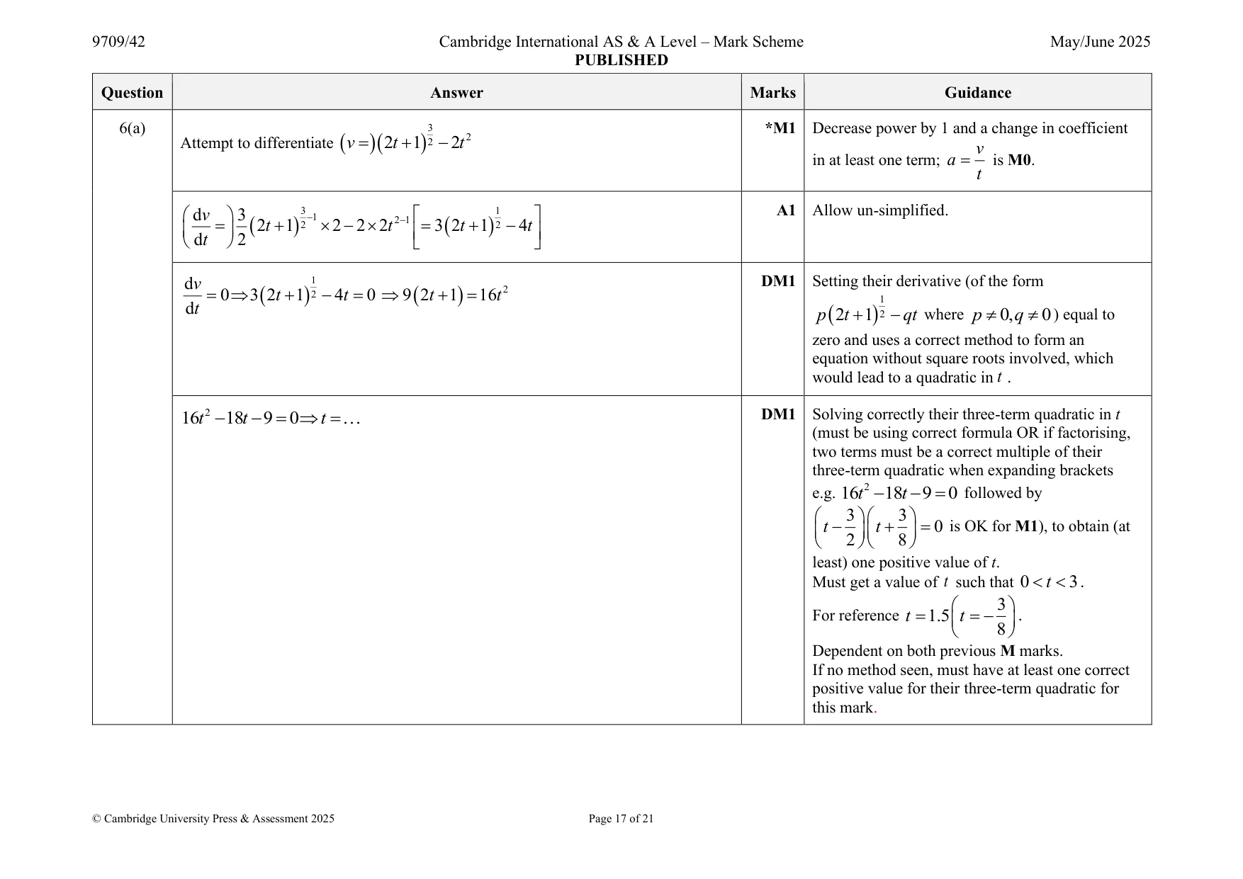Mark scheme, page 17 of 21
