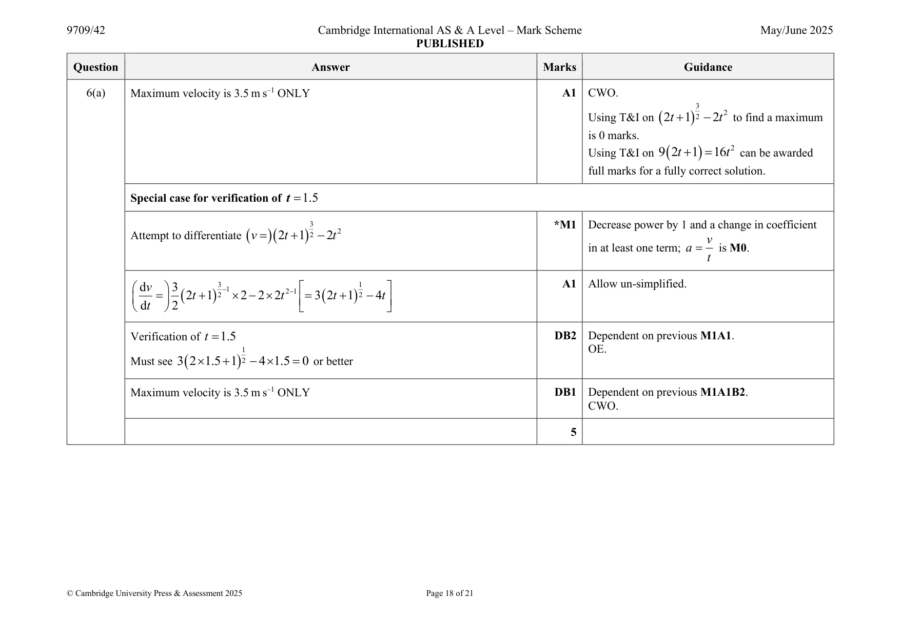 Mark scheme, page 18 of 21