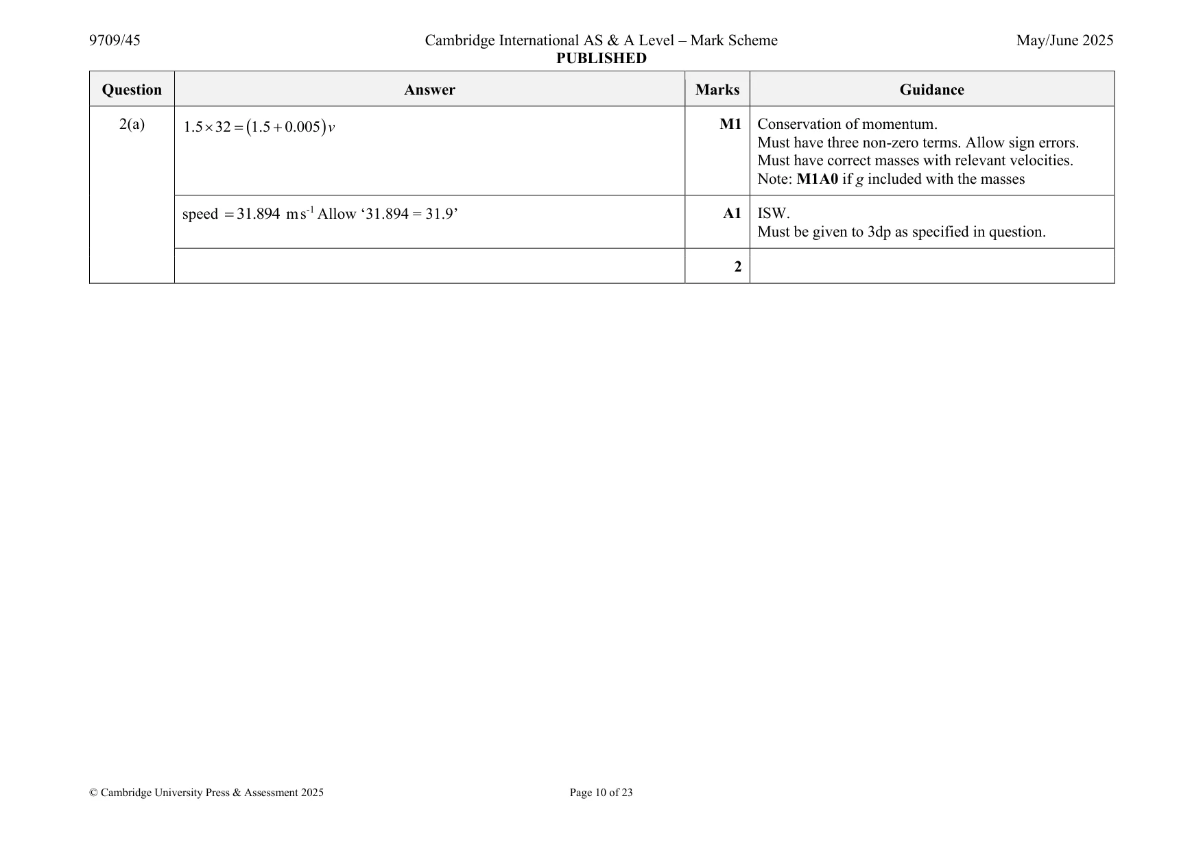 Mark scheme, page 10 of 23
